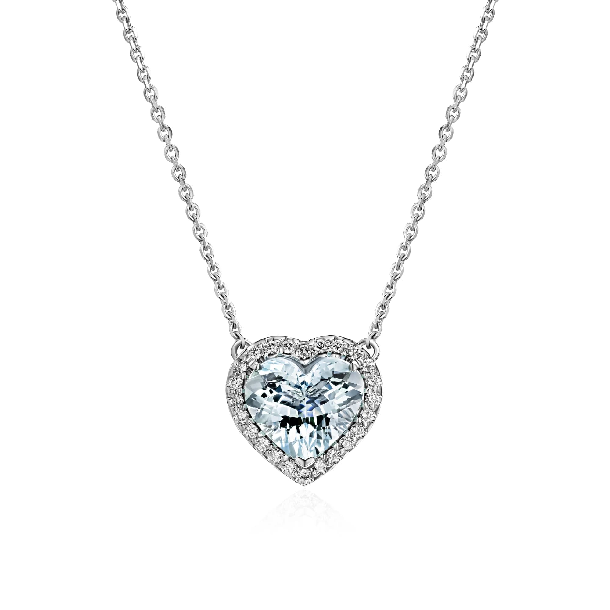 2.33 ct Aquamarine Pendant Necklace, 18k white gold