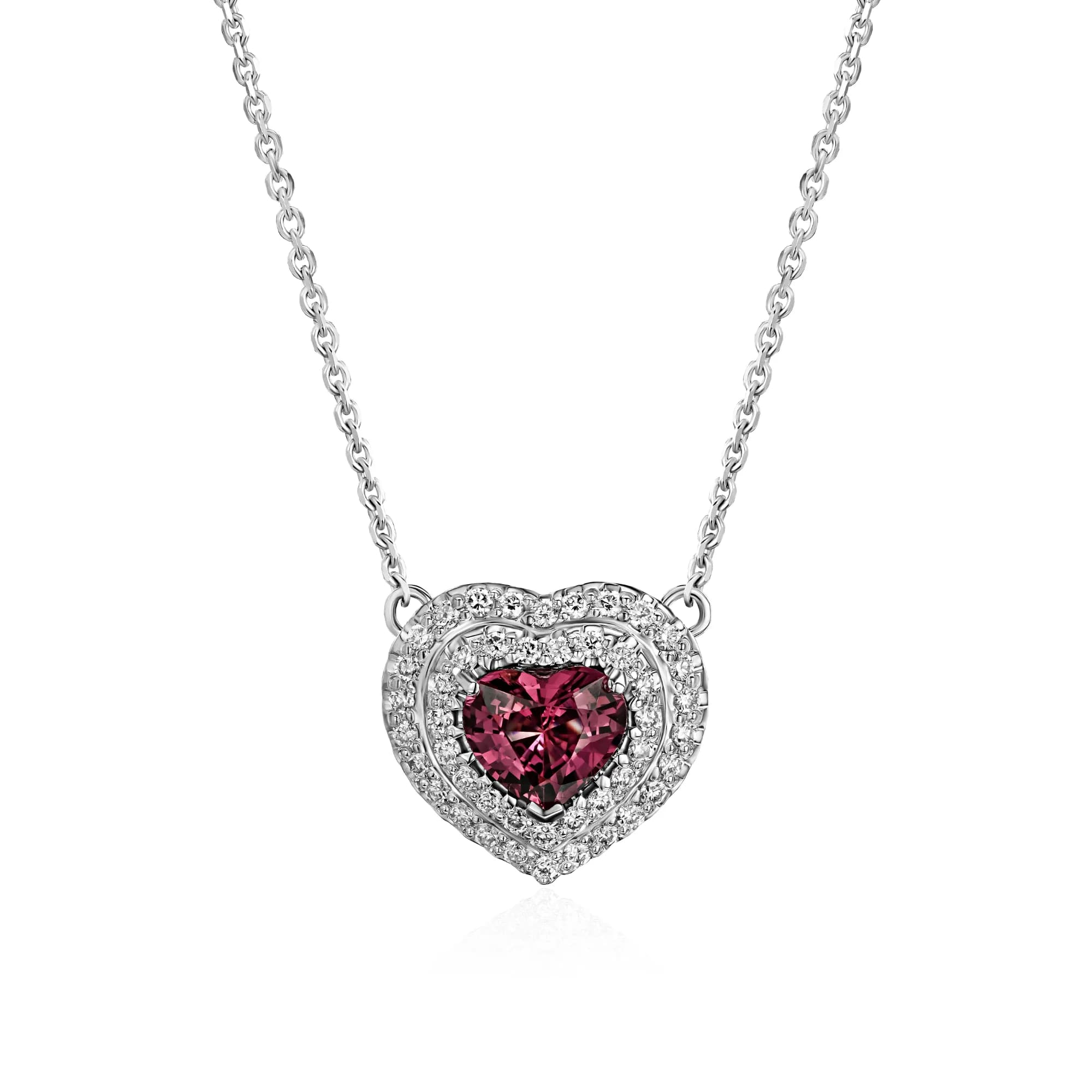 1.35 ct Purplish-Red Spinel Pendant Necklace, 18k white gold