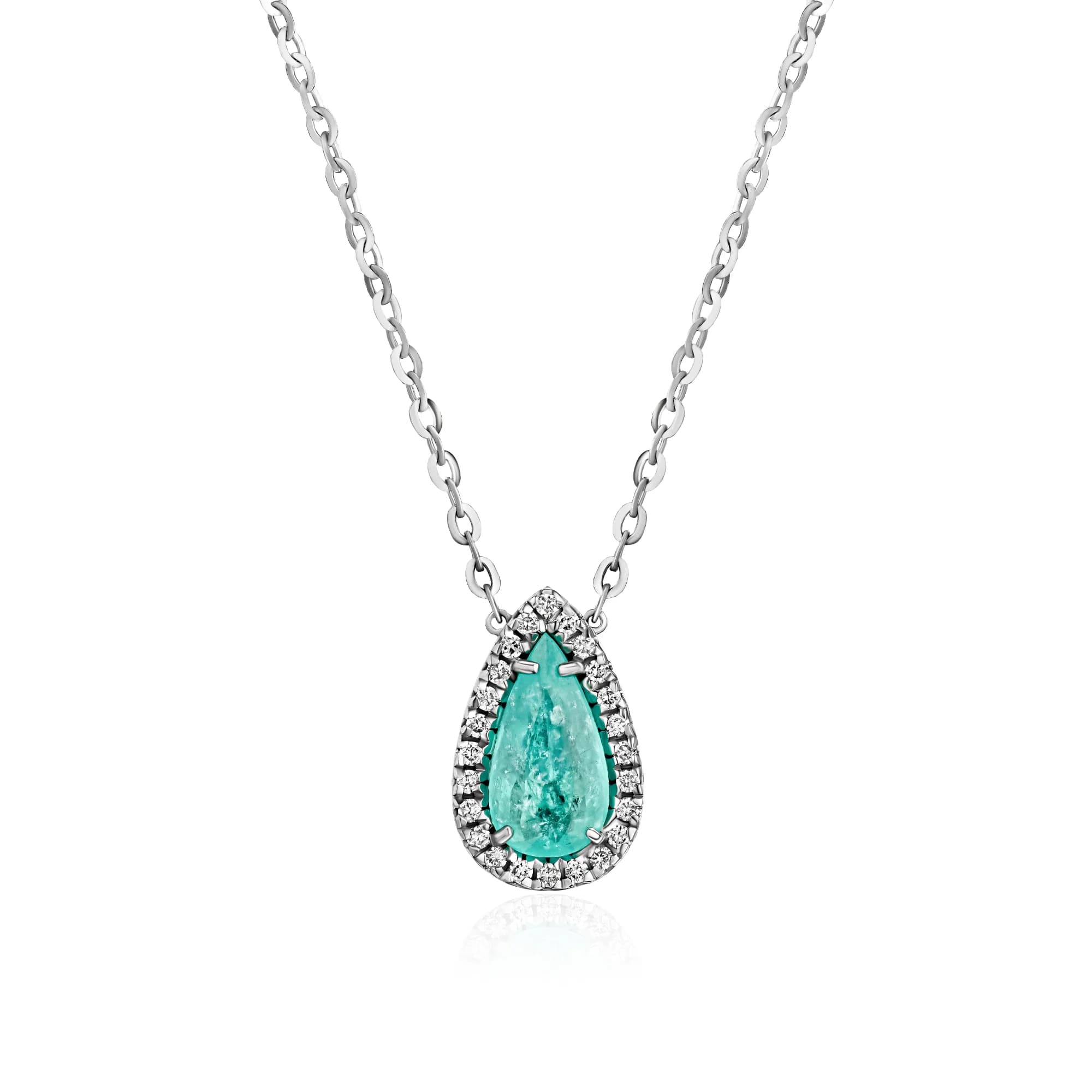2.01 ct Paraiba Tourmaline Pendant Necklace, 18k white gold