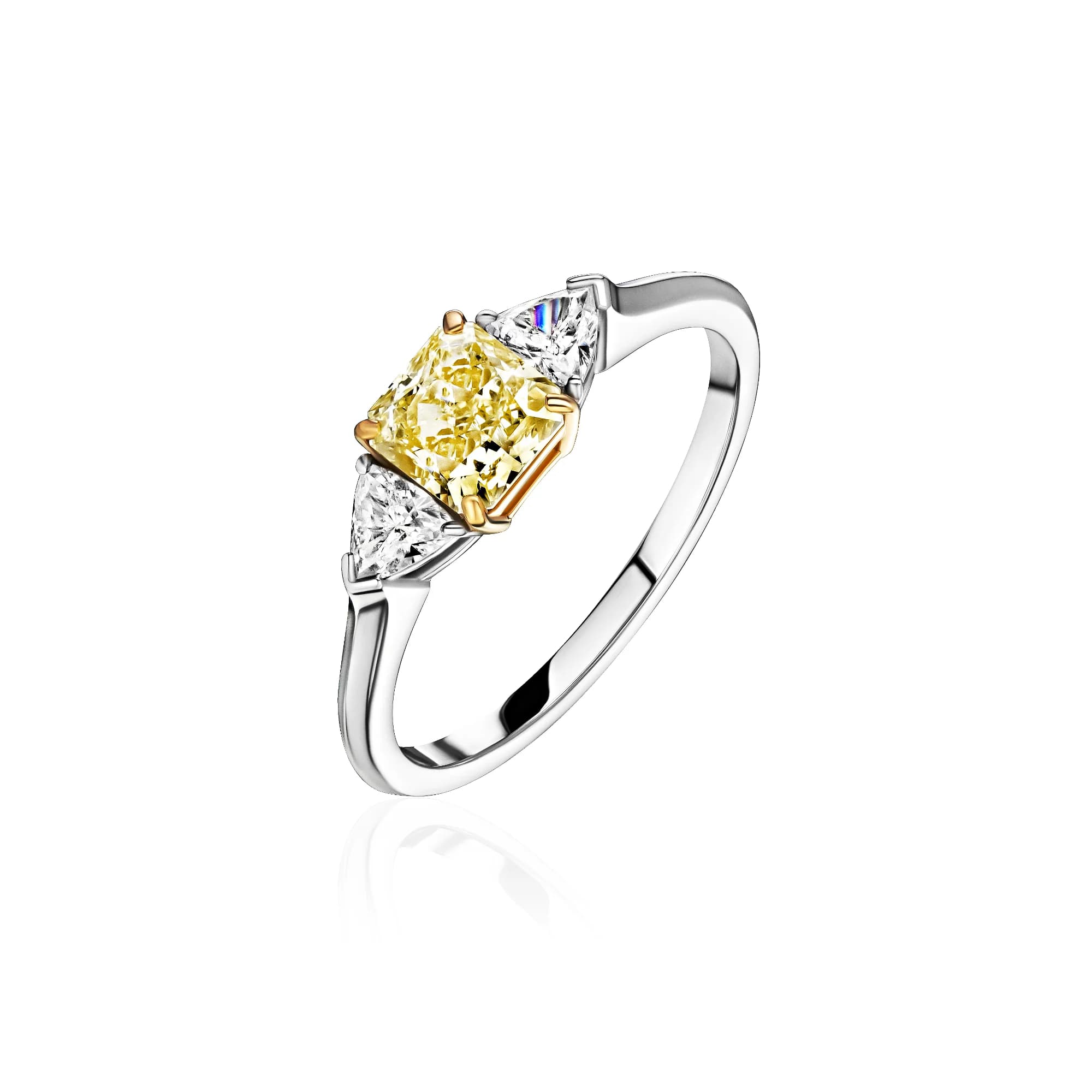 1.00 ct Yellow Diamond Engagement Ring, 18k white gold