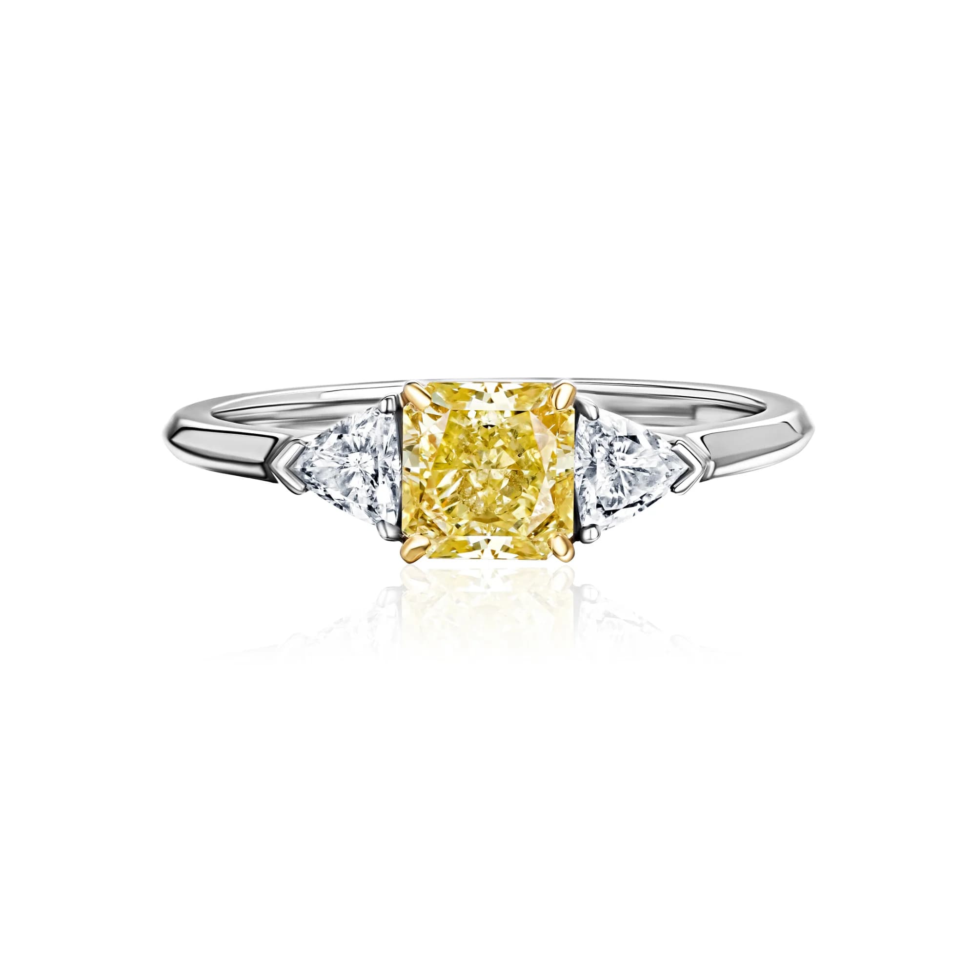 1.00 ct Yellow Diamond Engagement Ring, 18k white gold
