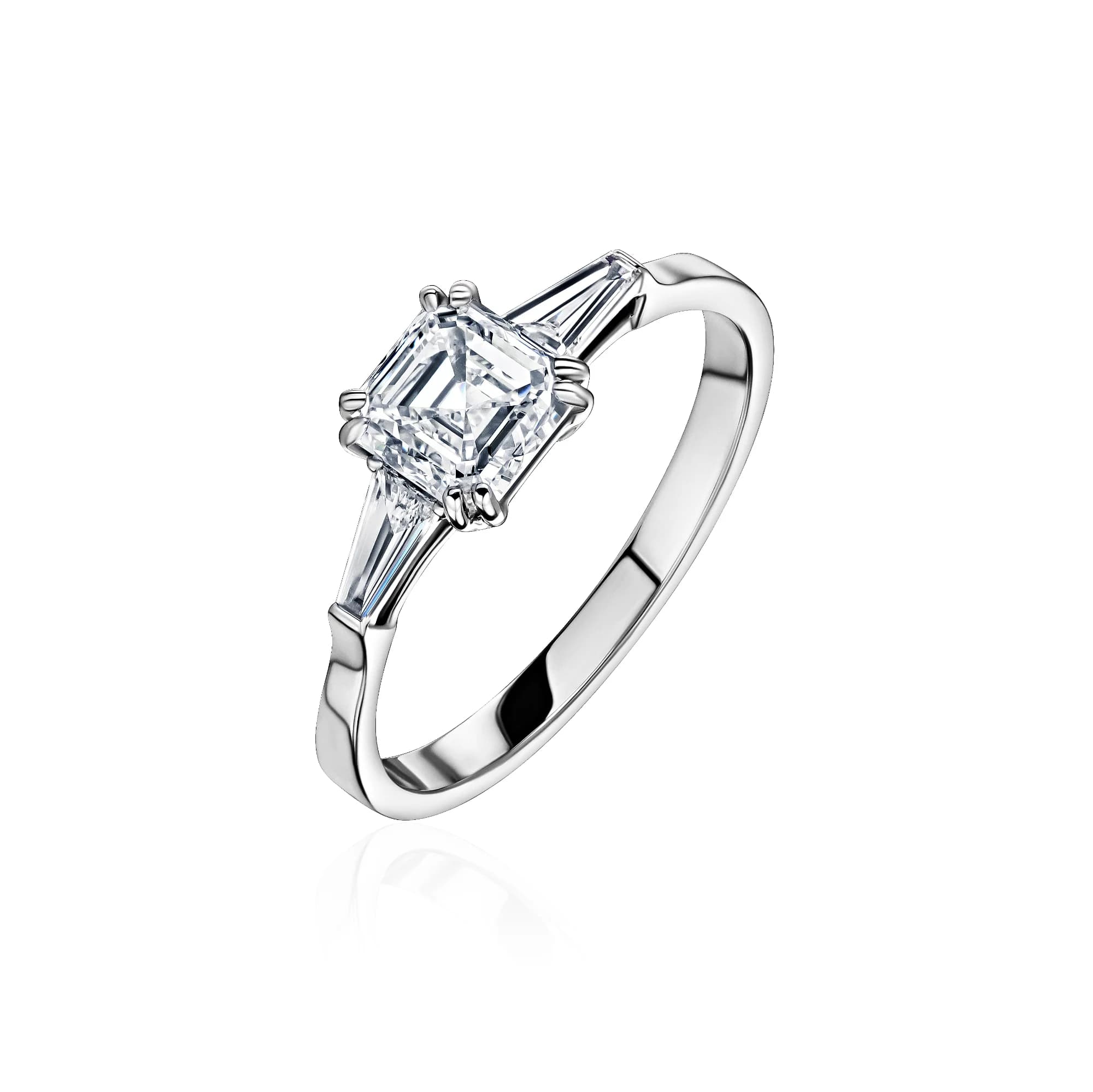 1.20 ct Asscher-Cut Diamond Engagement Ring, 18k white gold