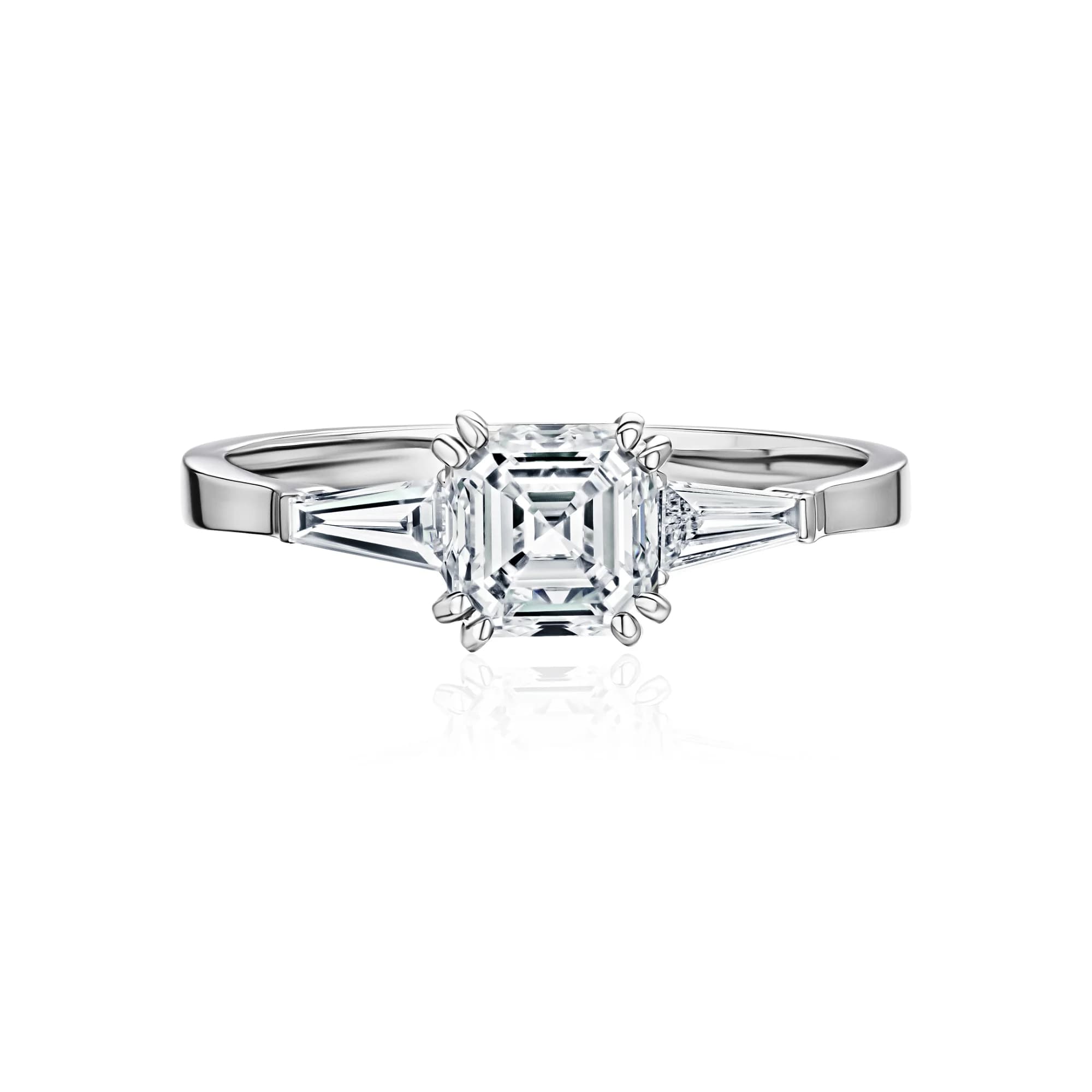 1.20 ct Asscher-Cut Diamond Engagement Ring, 18k white gold