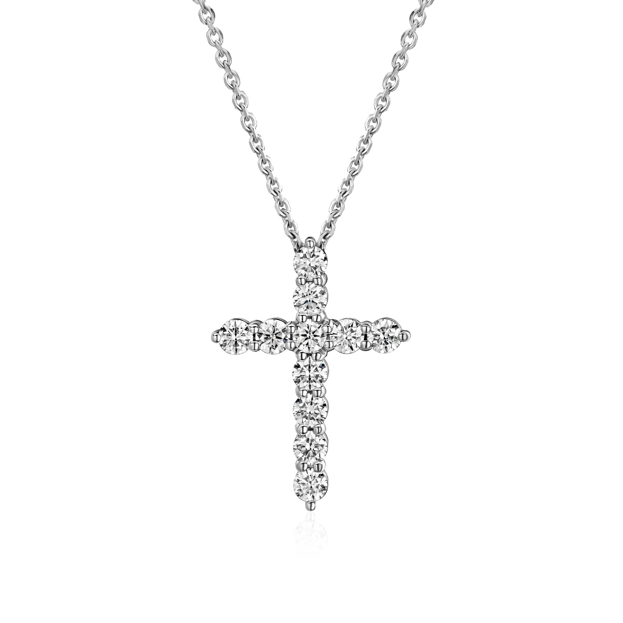 1.00 ct Diamond Cross Pendant Necklace, 14k white gold