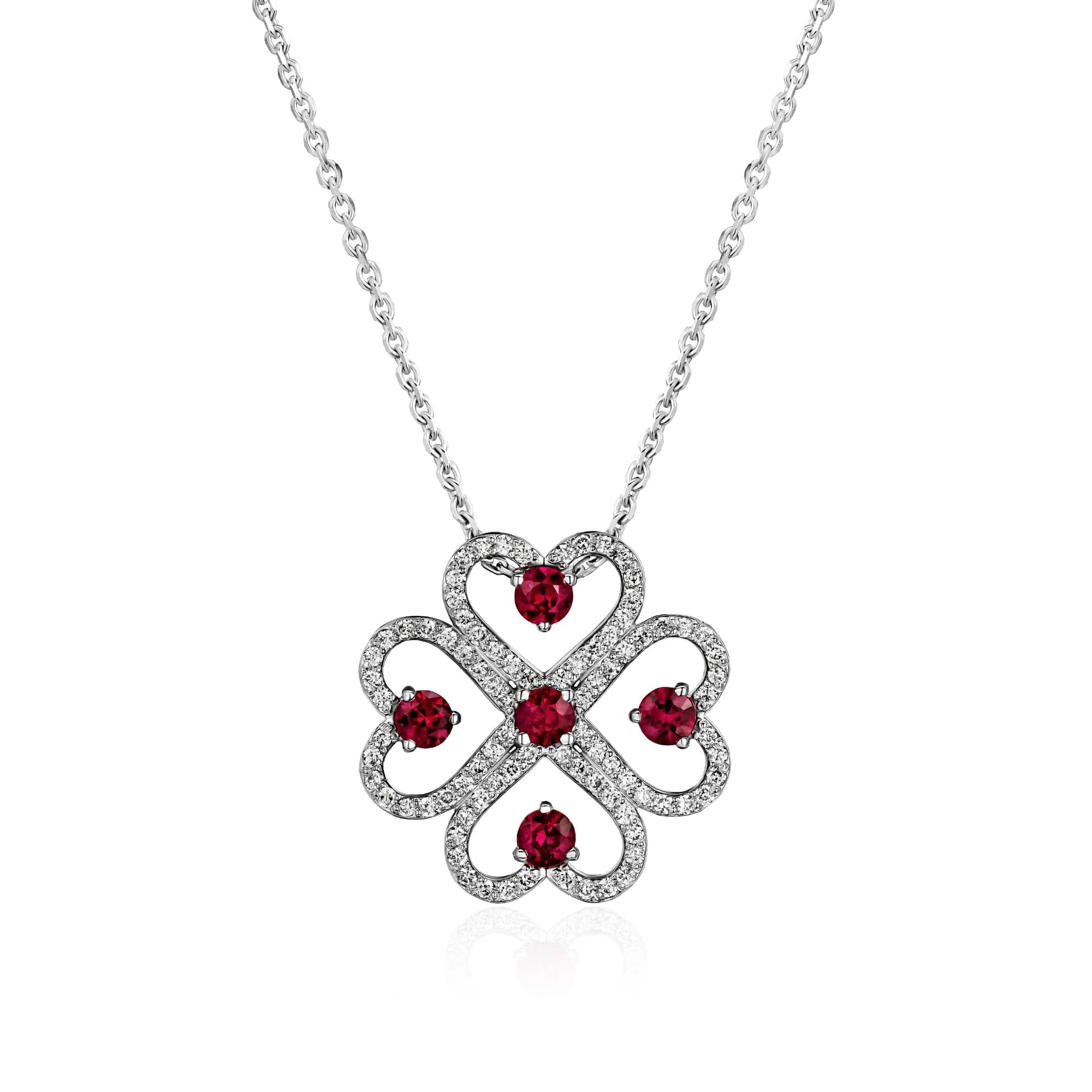 0.65 ct Pigeon's Blood Ruby Pendant Necklace, 18k white gold