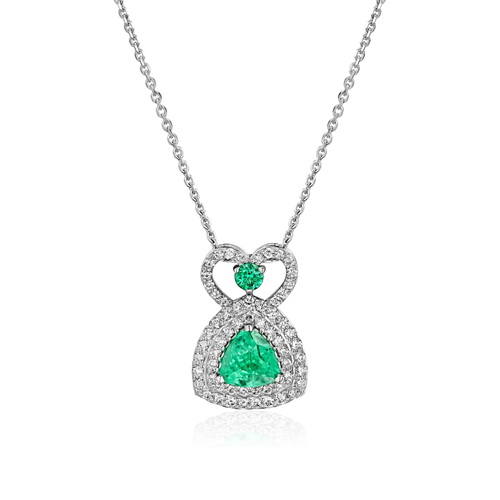 0.99 ct Ural Emerald Pendant Necklace, 18k white gold