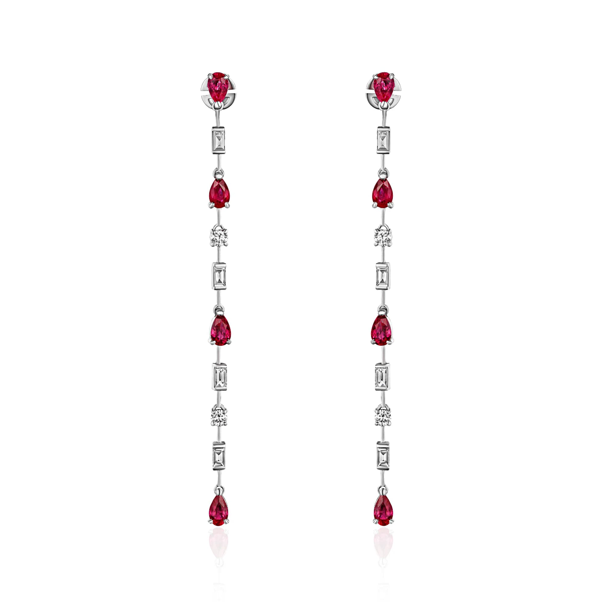 2.22 ct Ruby Drop Earrings, 14k white gold