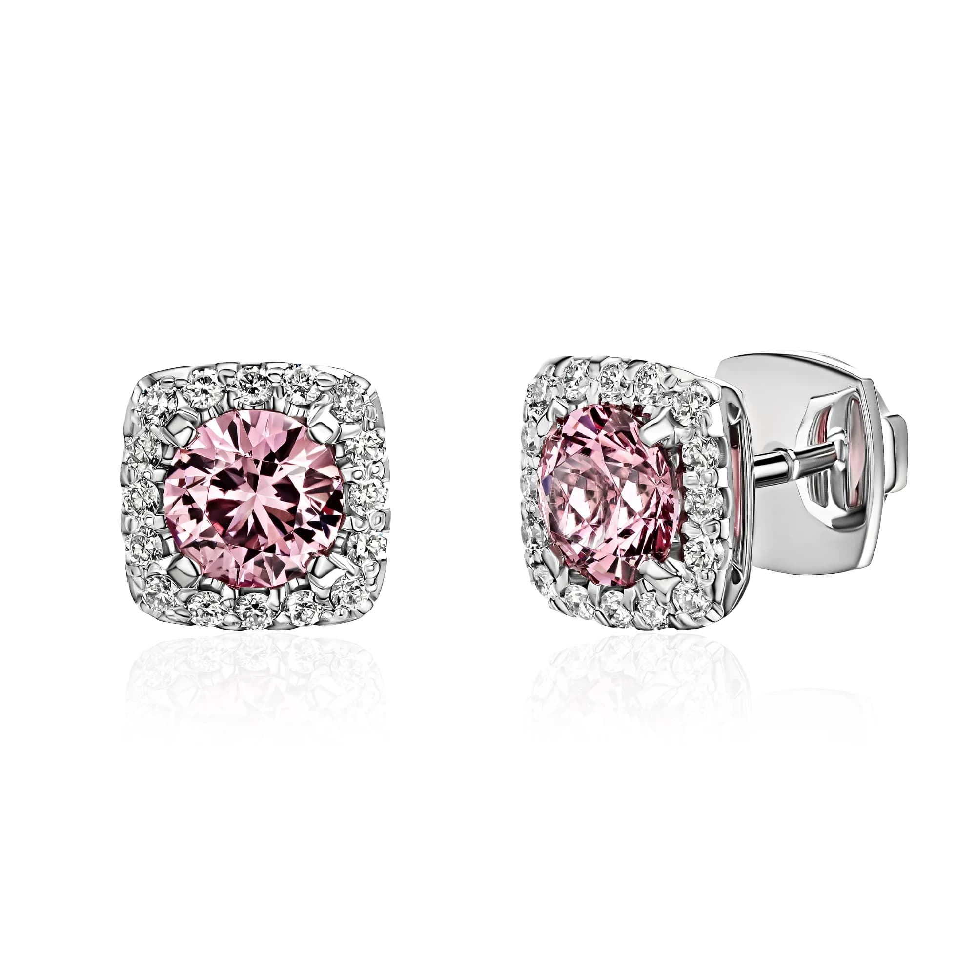 1.42 ct Spinel Stud Earrings, 18k white gold