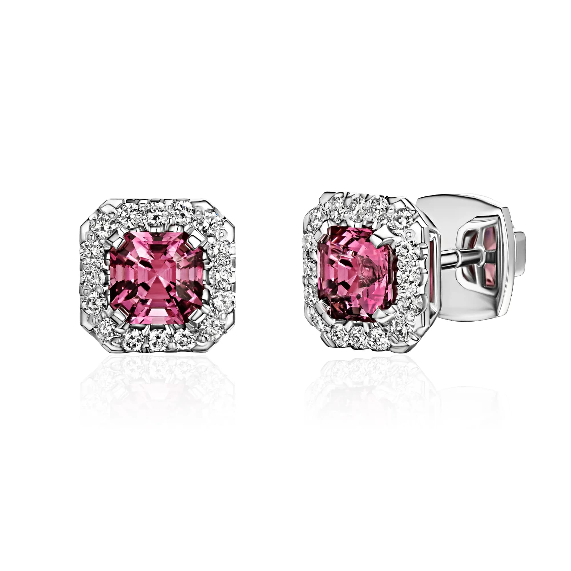 1.51 ct Spinel Stud Earrings, 18k white gold