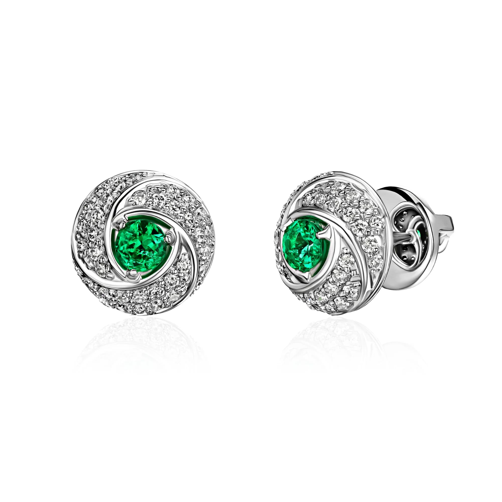 0.25 ct Muzo Emerald Stud Earrings, 18k white gold