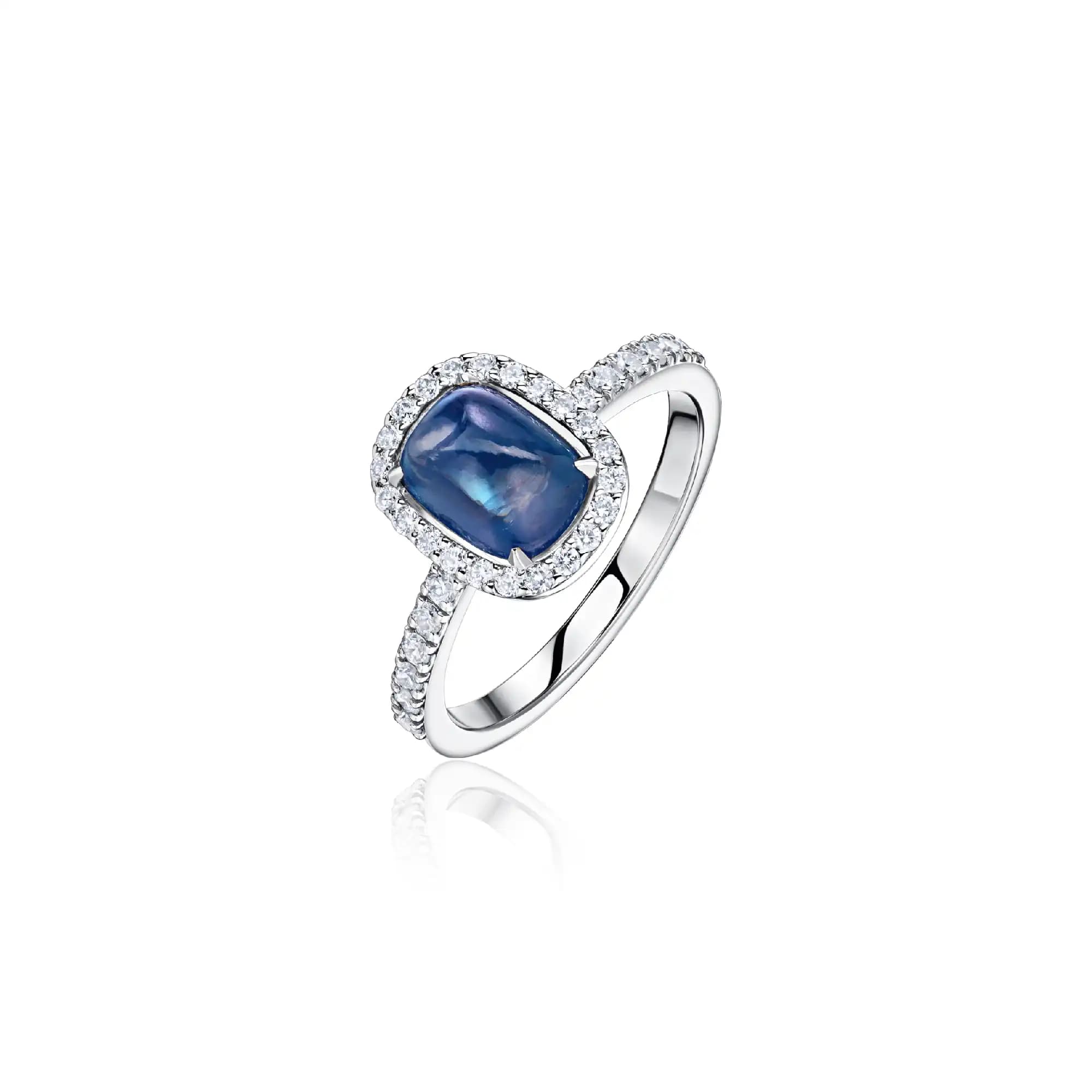 2.5 ct Sugar Loaf Sapphire Ring, 18k white gold