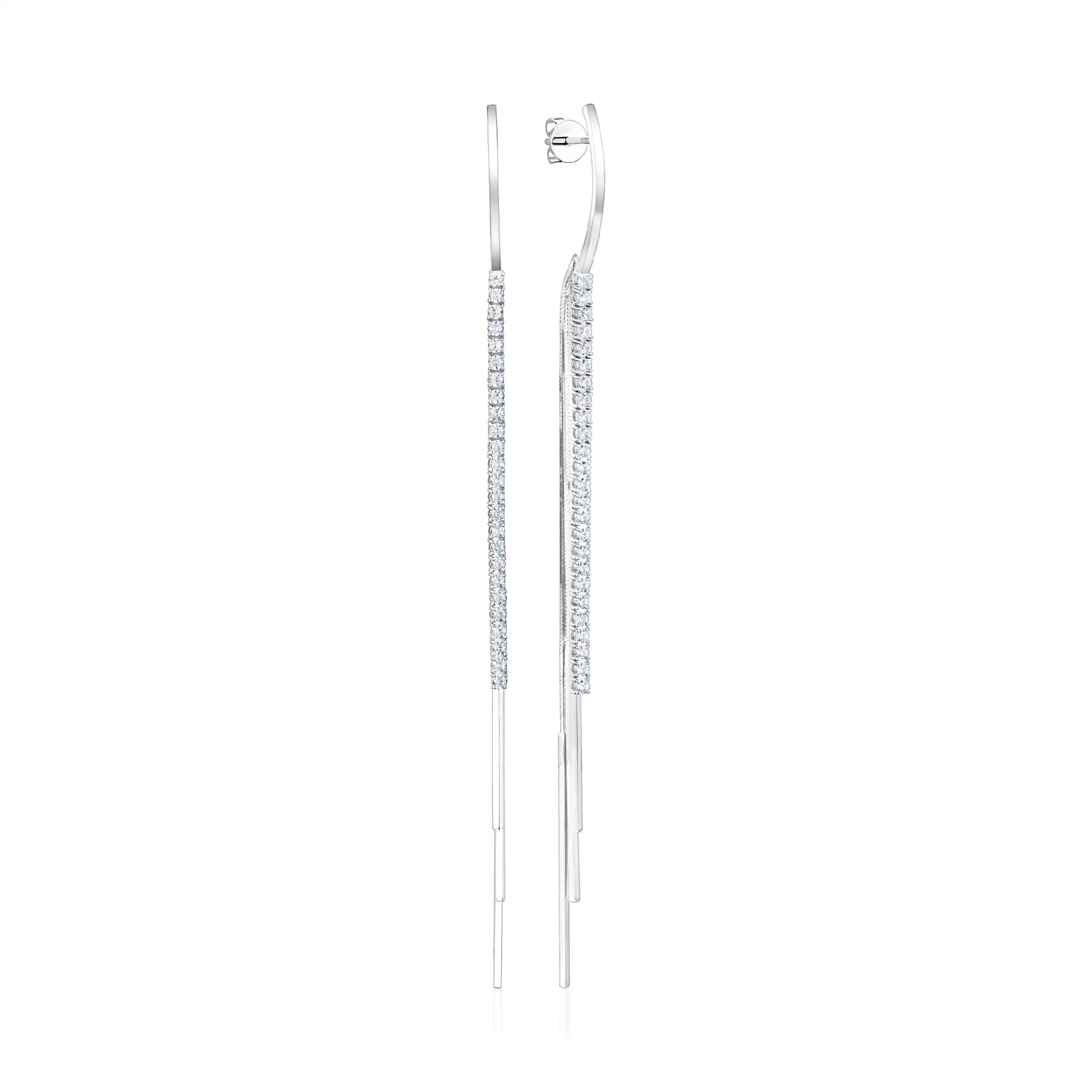 Diamond Eternity Band Earrings, 14k white gold
