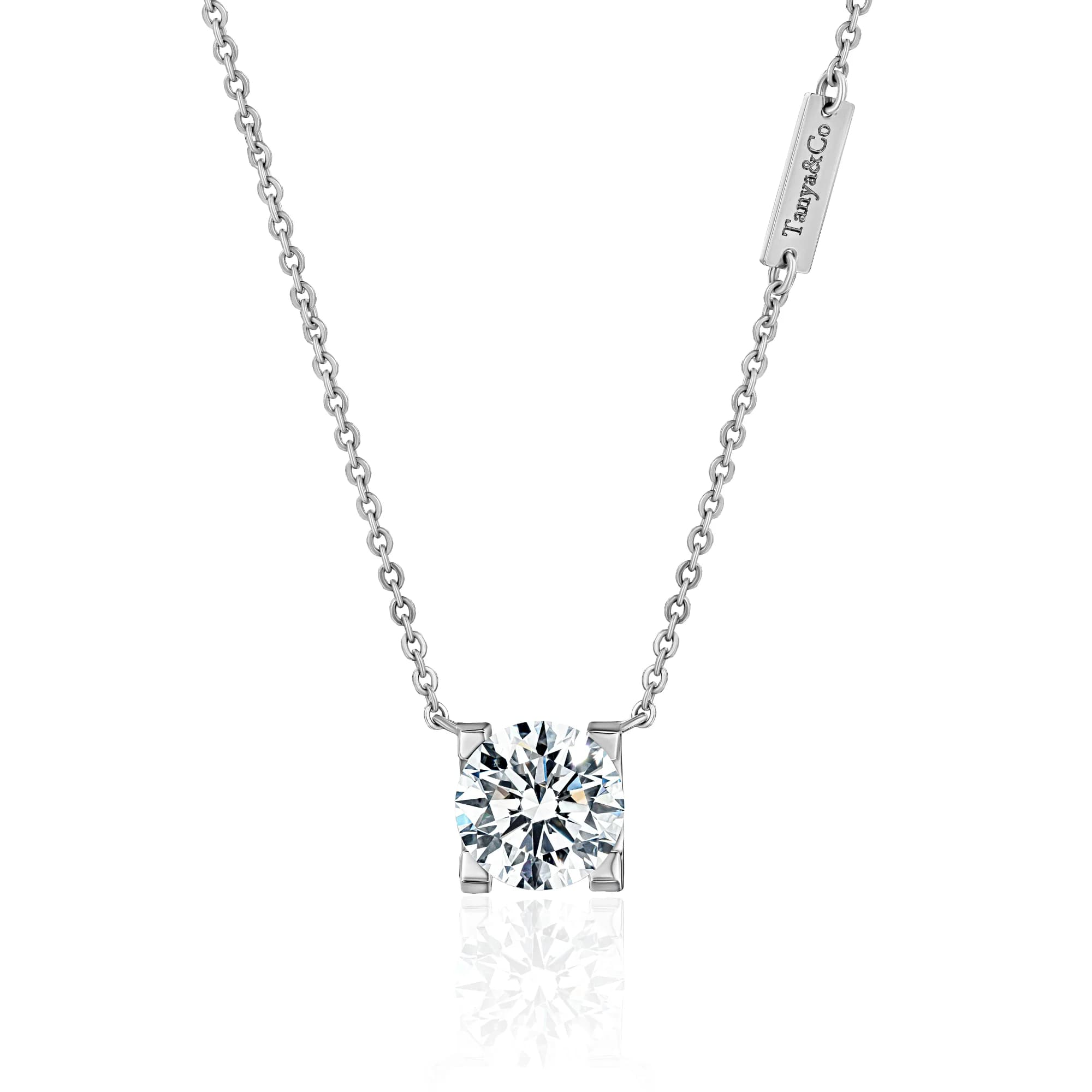 3.03 ct Diamond Solitaire Pendant Necklace, 14k white gold