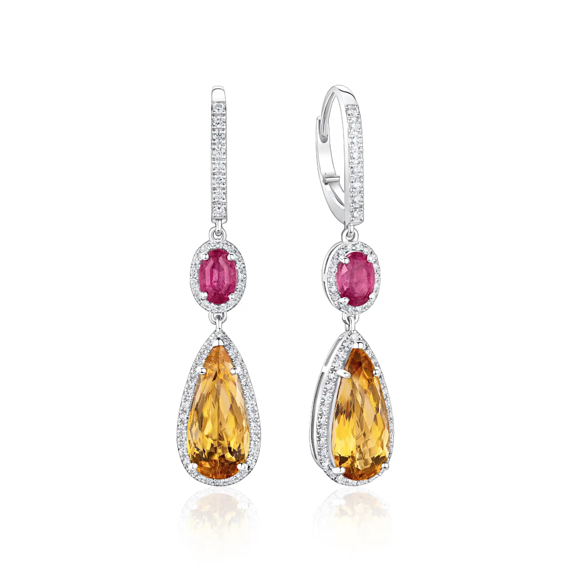 Imperial Topaz & Tourmaline Drop Earrings, 18k white gold