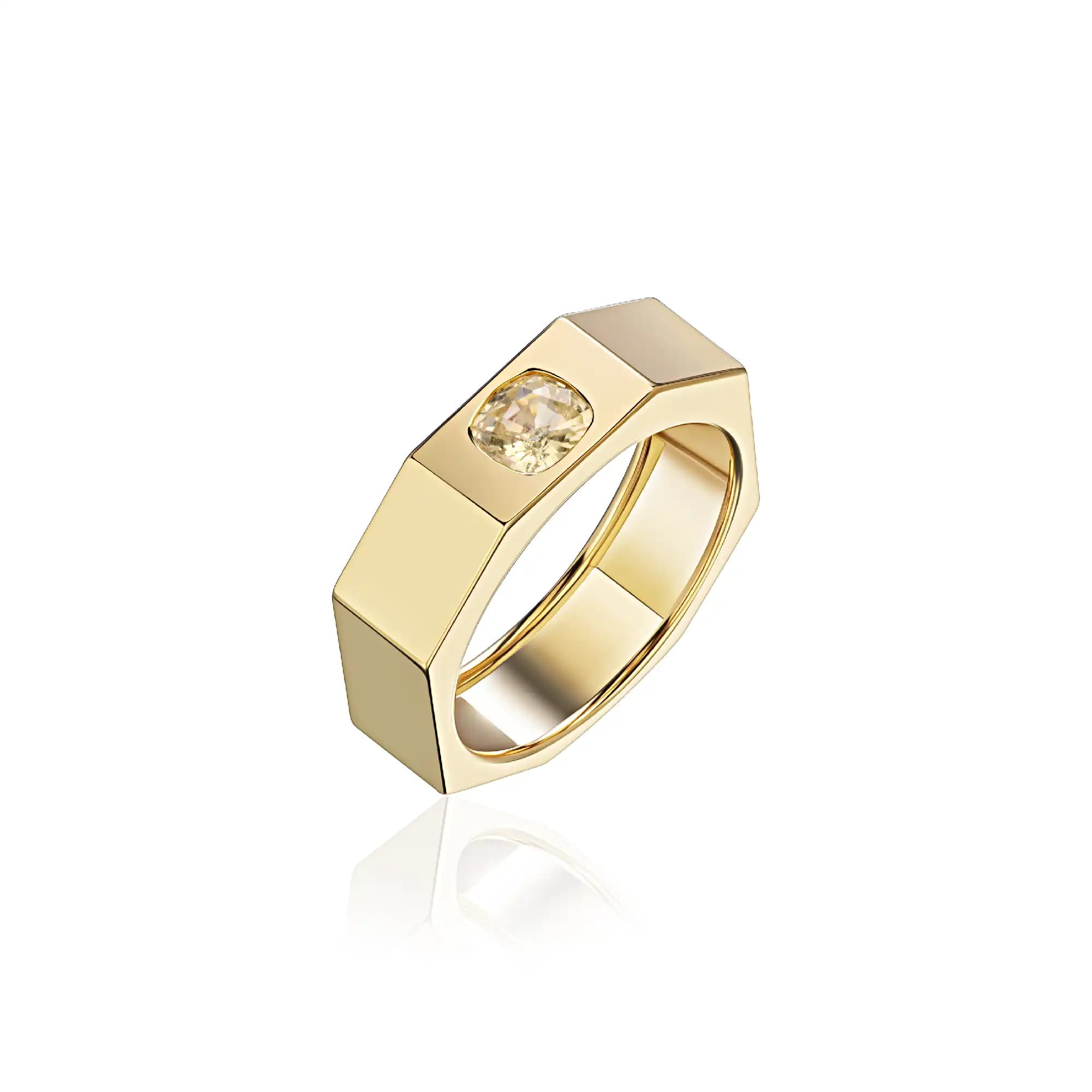 1 ct Yellow Sapphire Ring, 14k yellow gold