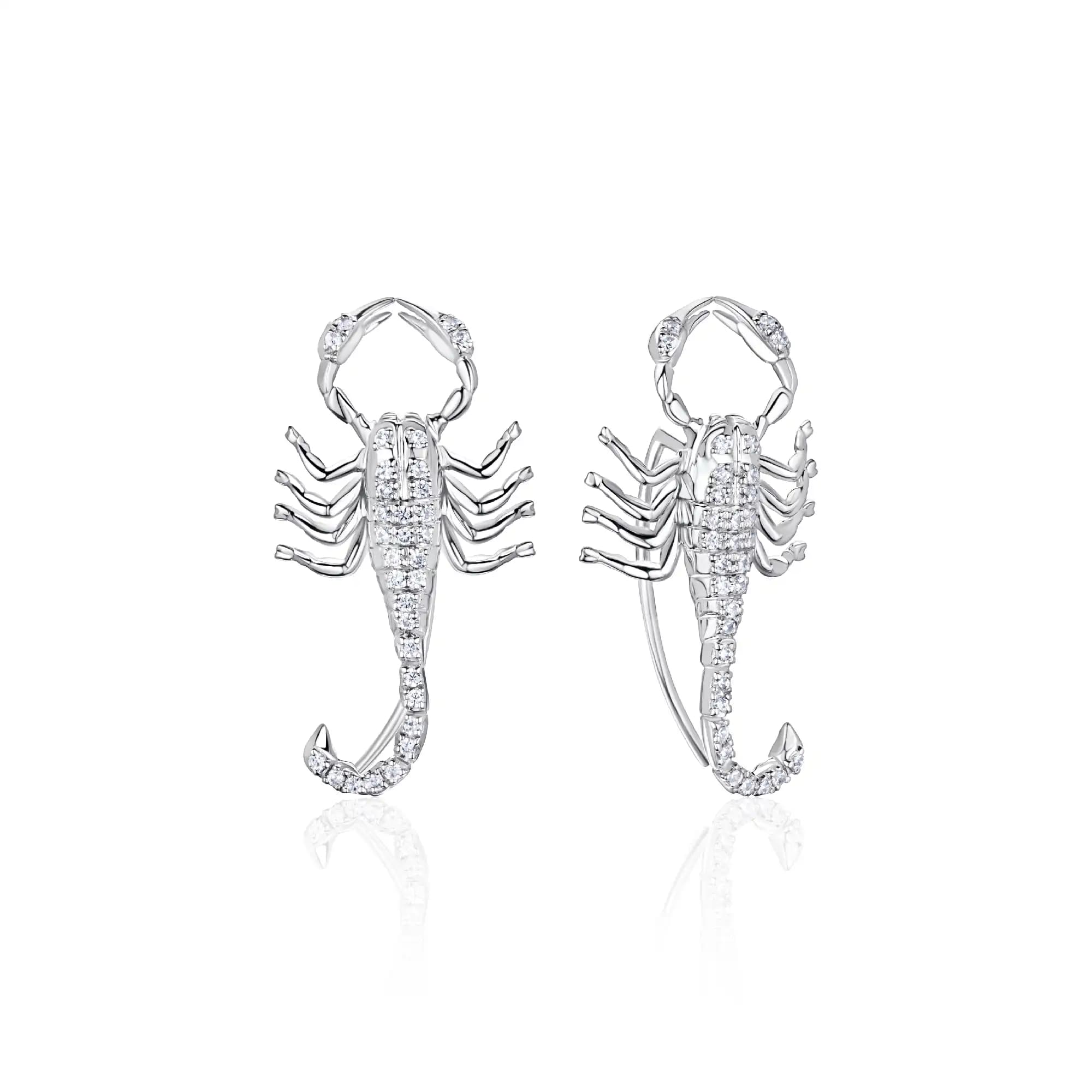 "Scorpions" Diamond Drop Earrings, 14k white gold