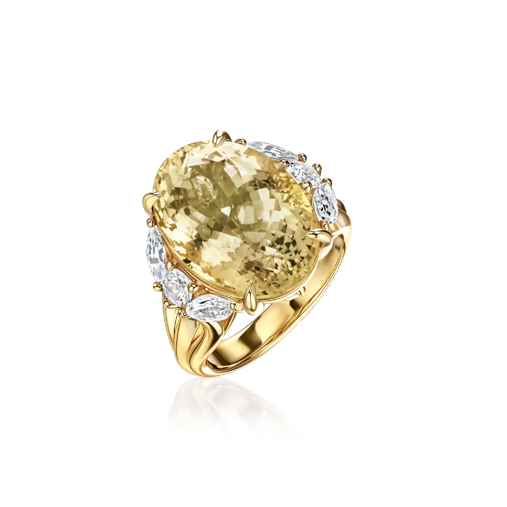 13.18 ct Heliodor & Diamond Ring, 18k yellow gold