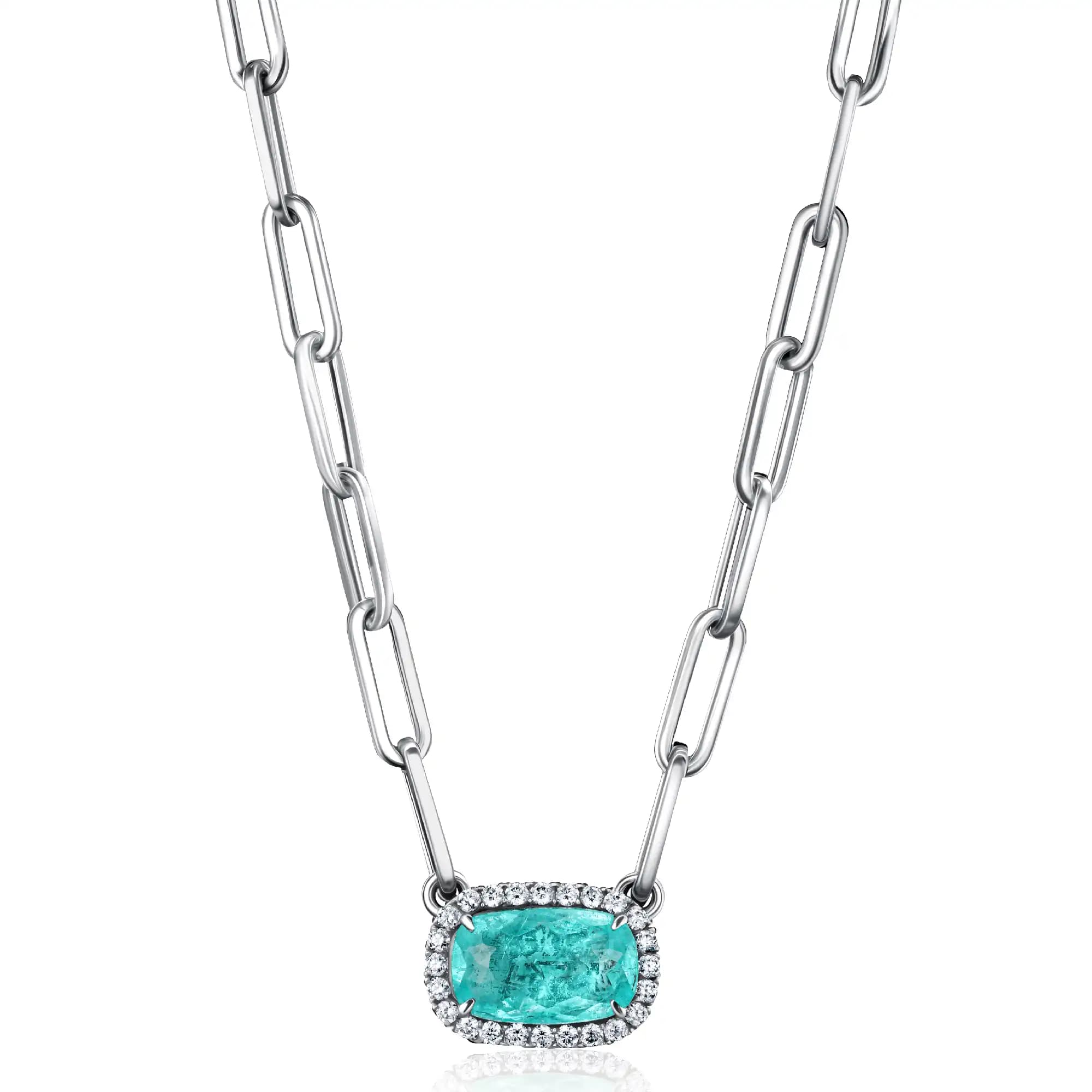 1.75 ct Paraiba Tourmaline Pendant Necklace, 14k white gold
