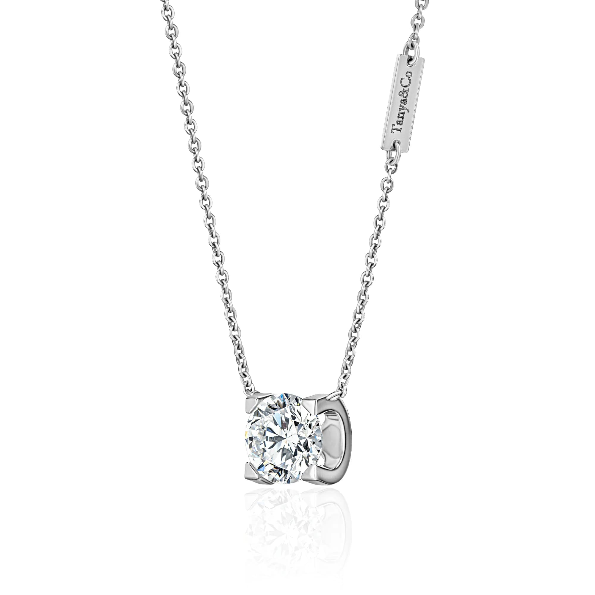 3.03 ct Diamond Solitaire Pendant Necklace, 14k white gold