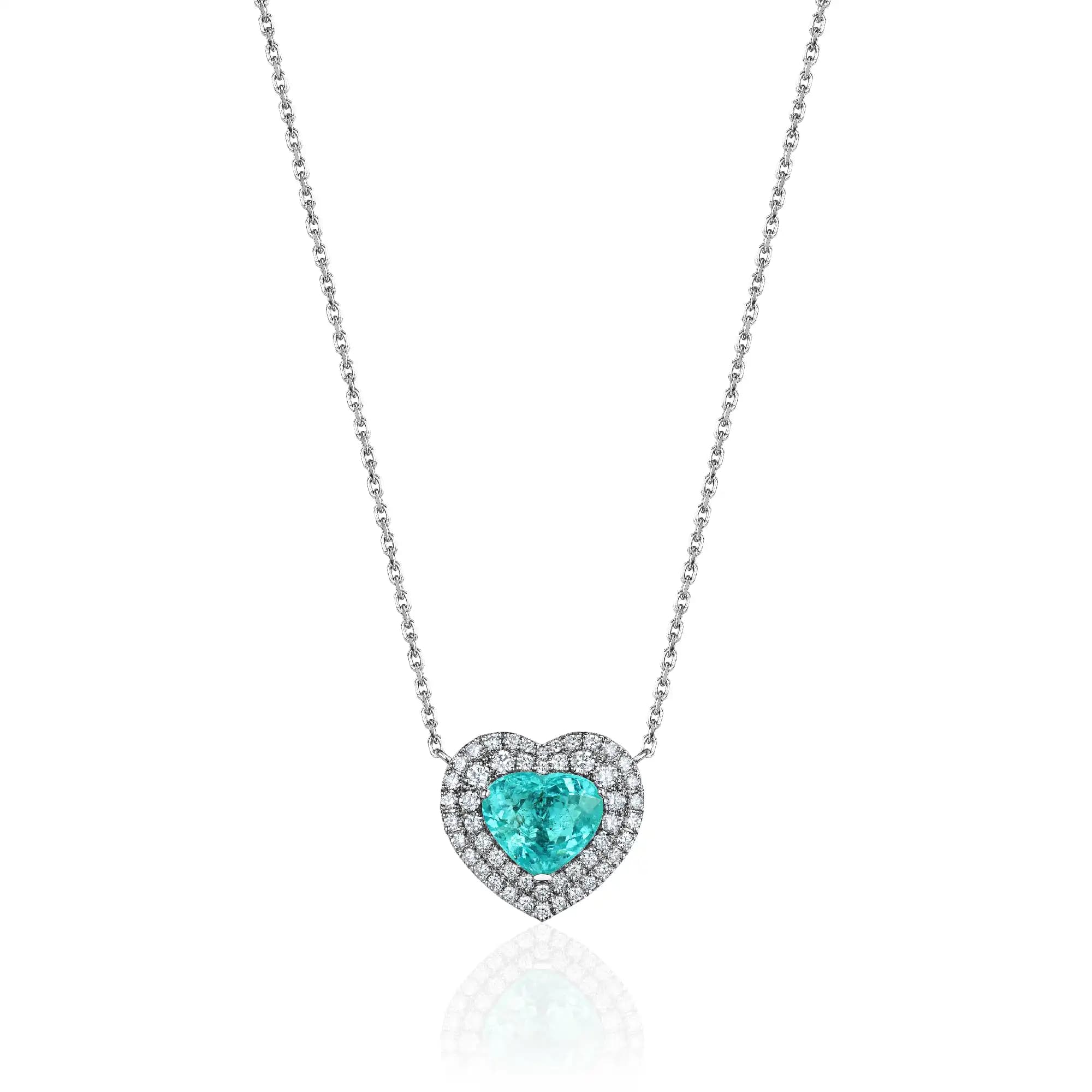 1.34 ct Paraiba Tourmaline Pendant Necklace, 14k white gold