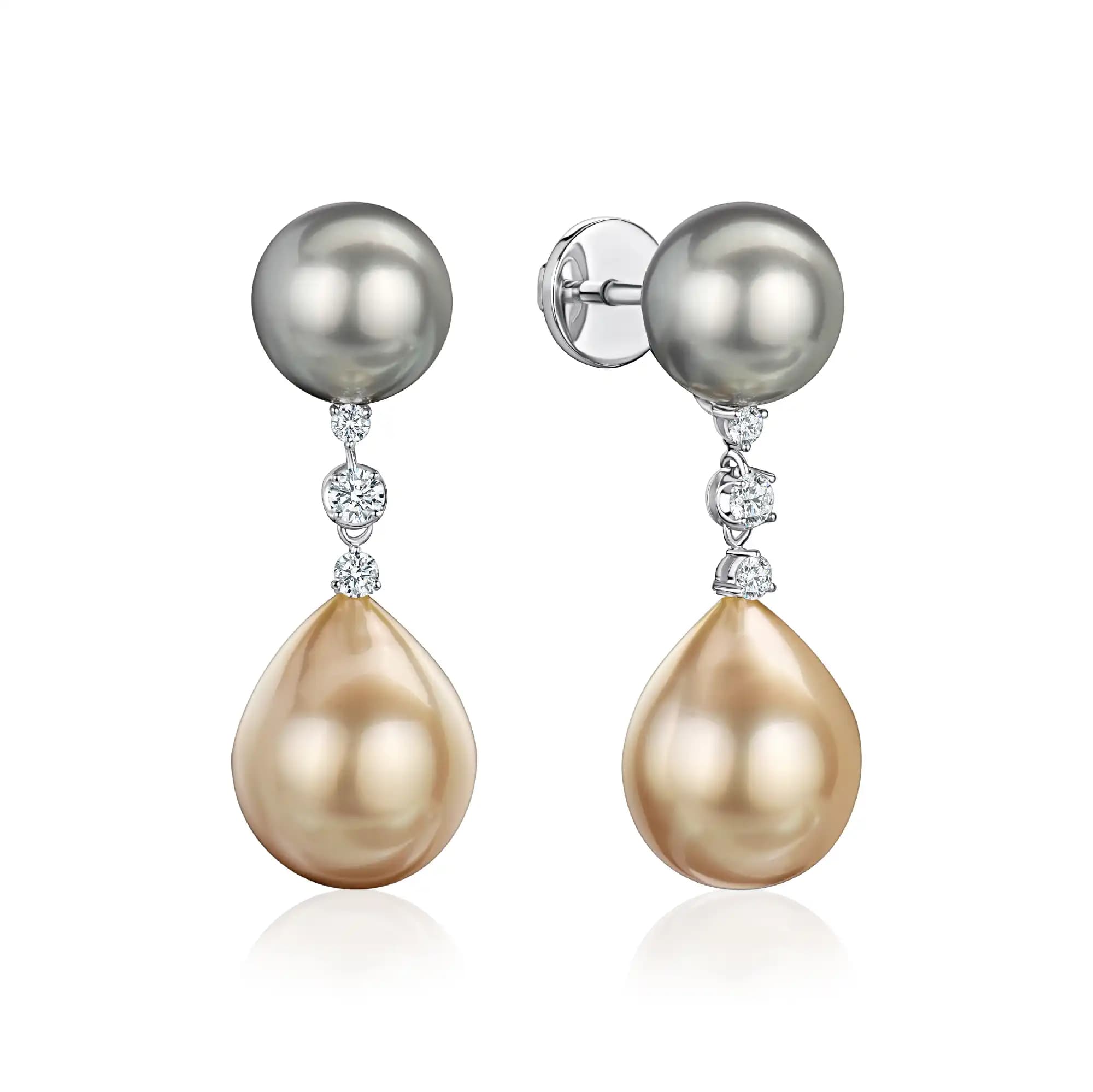 Saltwater & Freshwater Pearl Drop Earrings, 18k white gold
