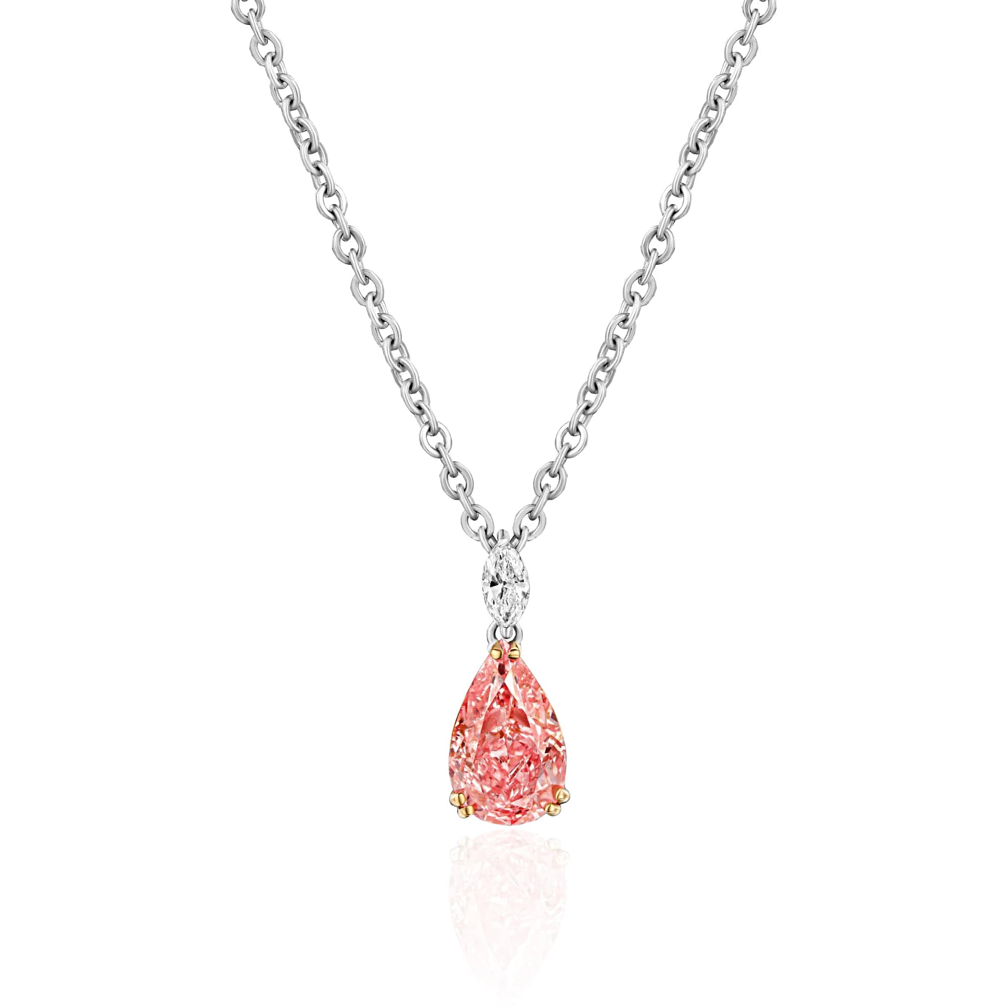 0.94 ct Fancy Vivid Pink Diamond Pendant Necklace, 14k white gold