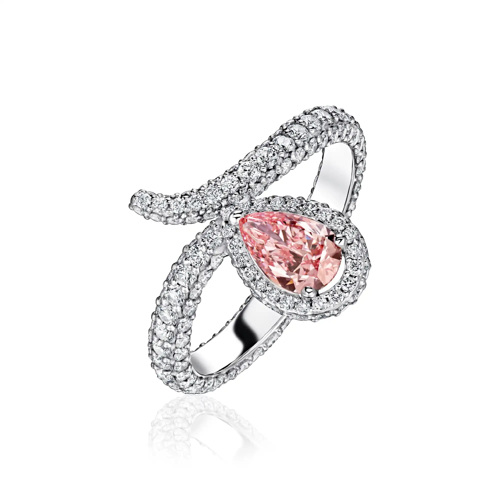 0.74 ct Pink Diamond Ring, 14k white gold