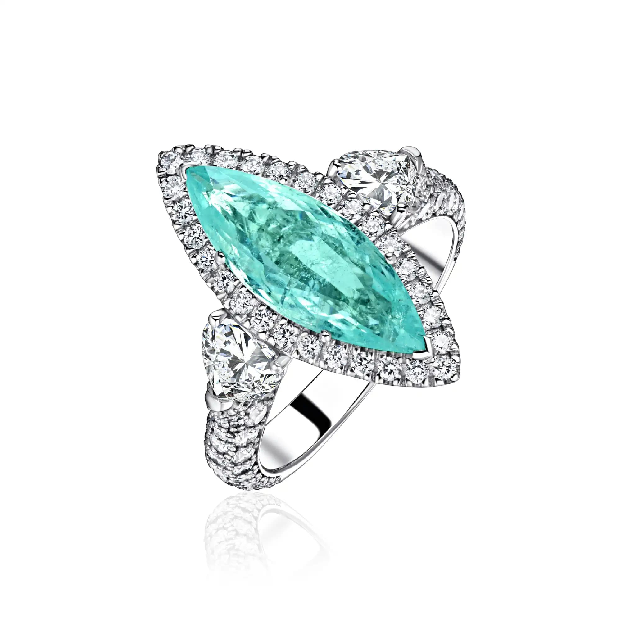 3.33 ct Paraiba Tourmaline Ring, 14k white gold