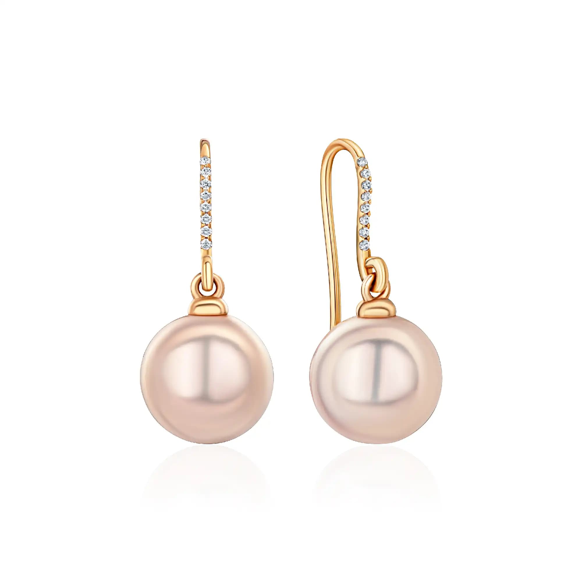 12 mm Freshwater Pearl Drop Earrings, 14k rose gold