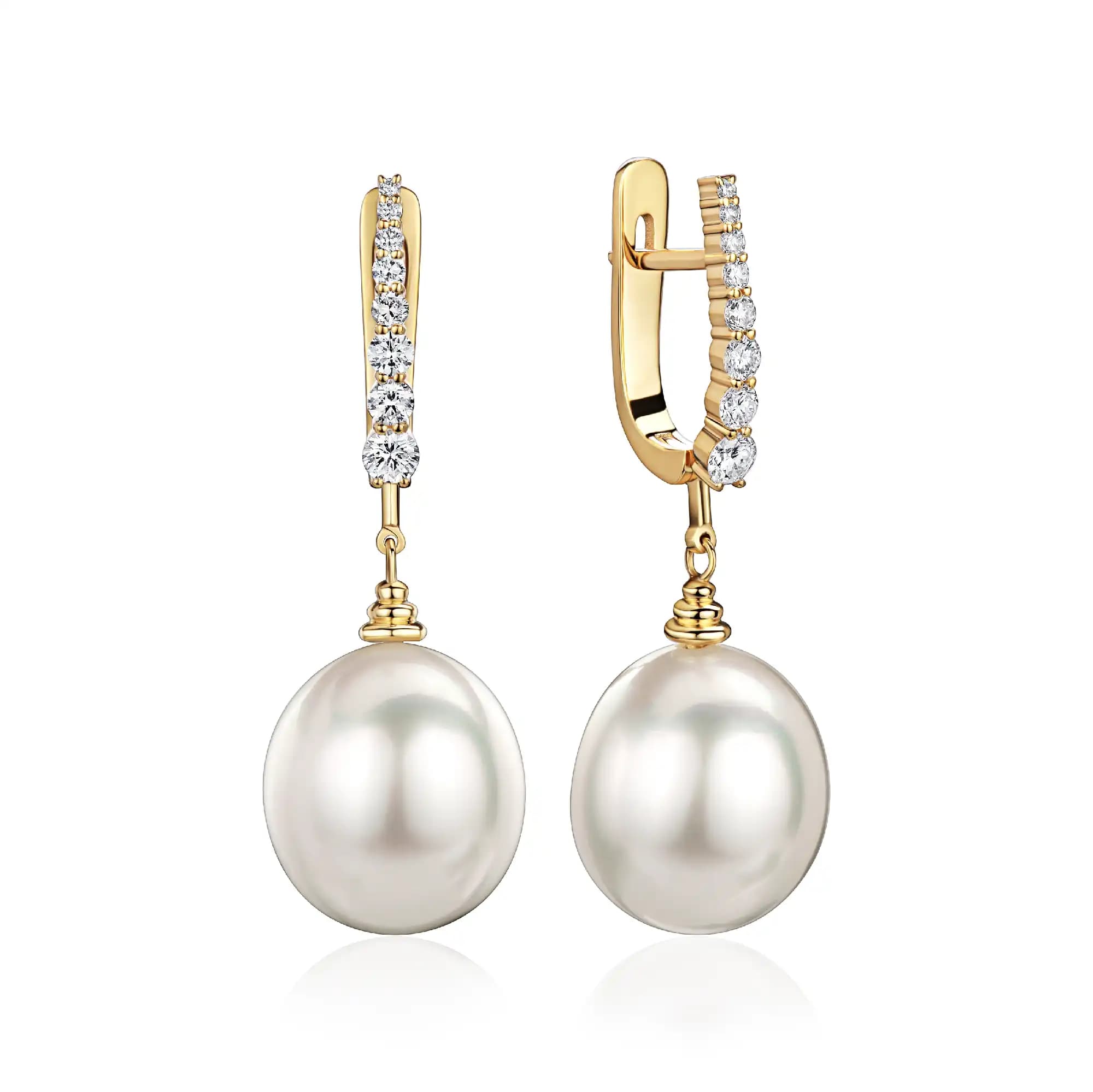 12 mm Freshwater Pearl Drop Earrings, 14k yellow gold