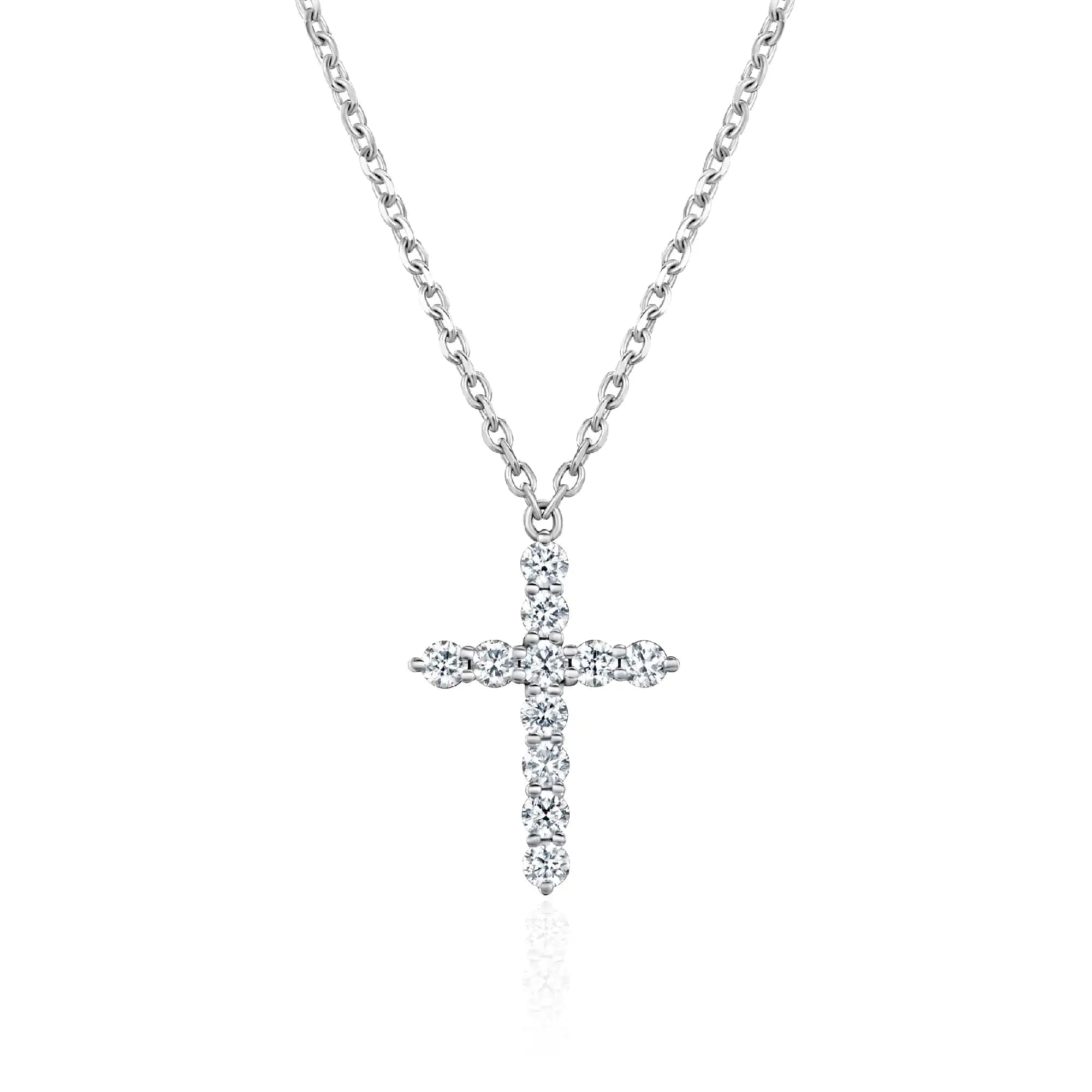 2.00 ct Diamond Cross Pendant Necklace, 14k white gold