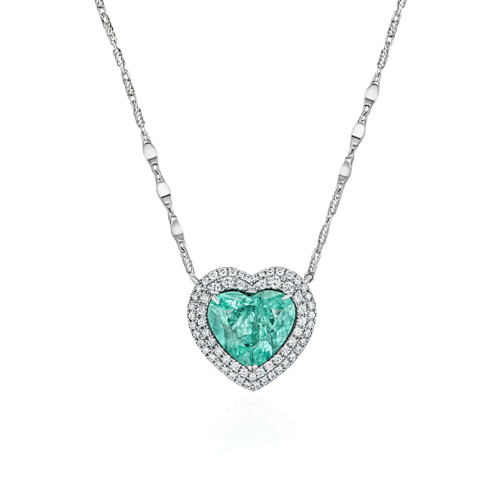 3.47 ct Paraiba Tourmaline Pendant Necklace, 14k white gold
