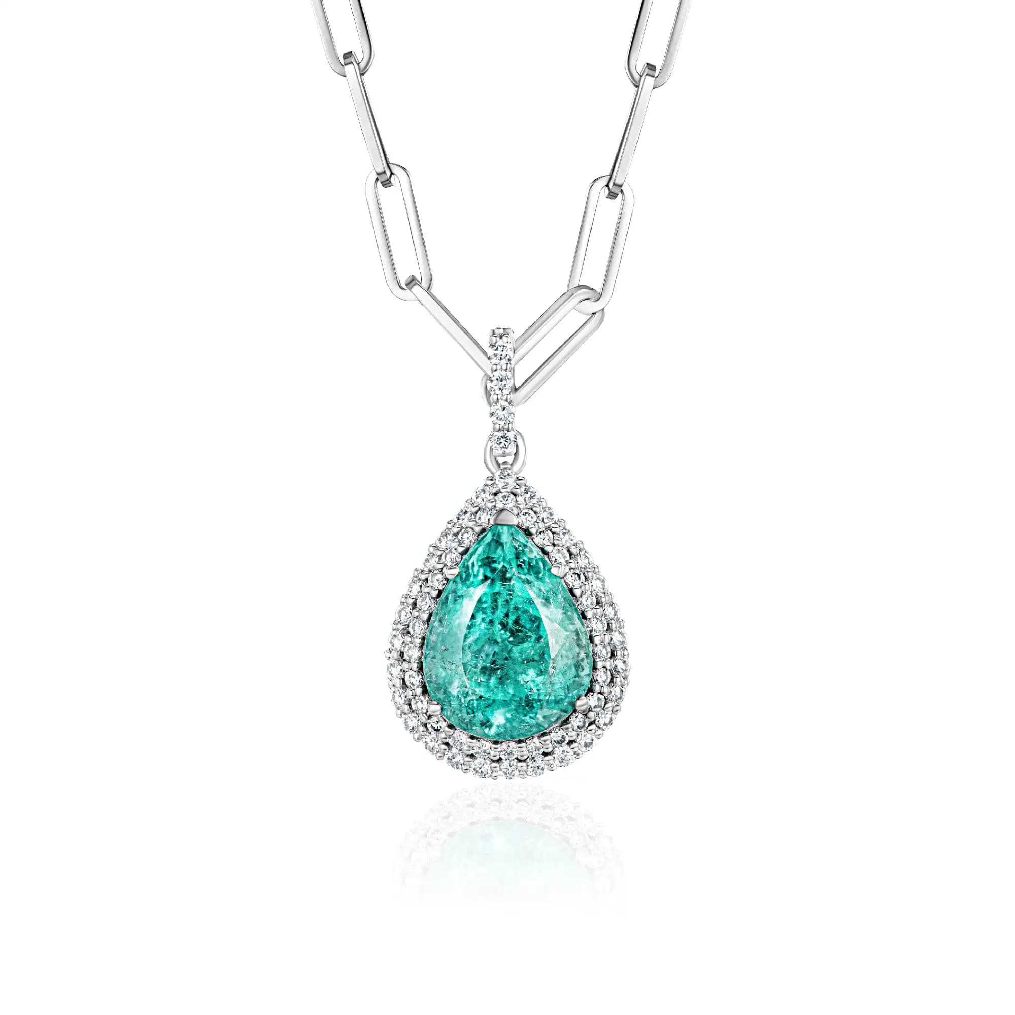 5.49 ct Paraiba Tourmaline Necklace, 14k white gold