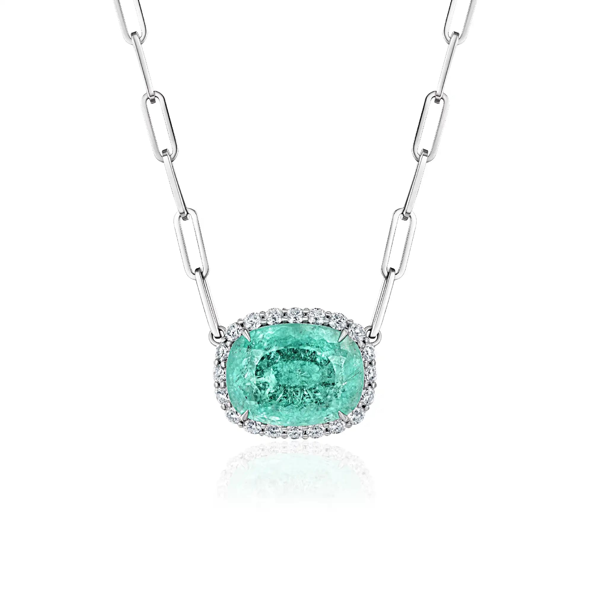 14.07 ct Paraiba Tourmaline Necklace, 14k white gold