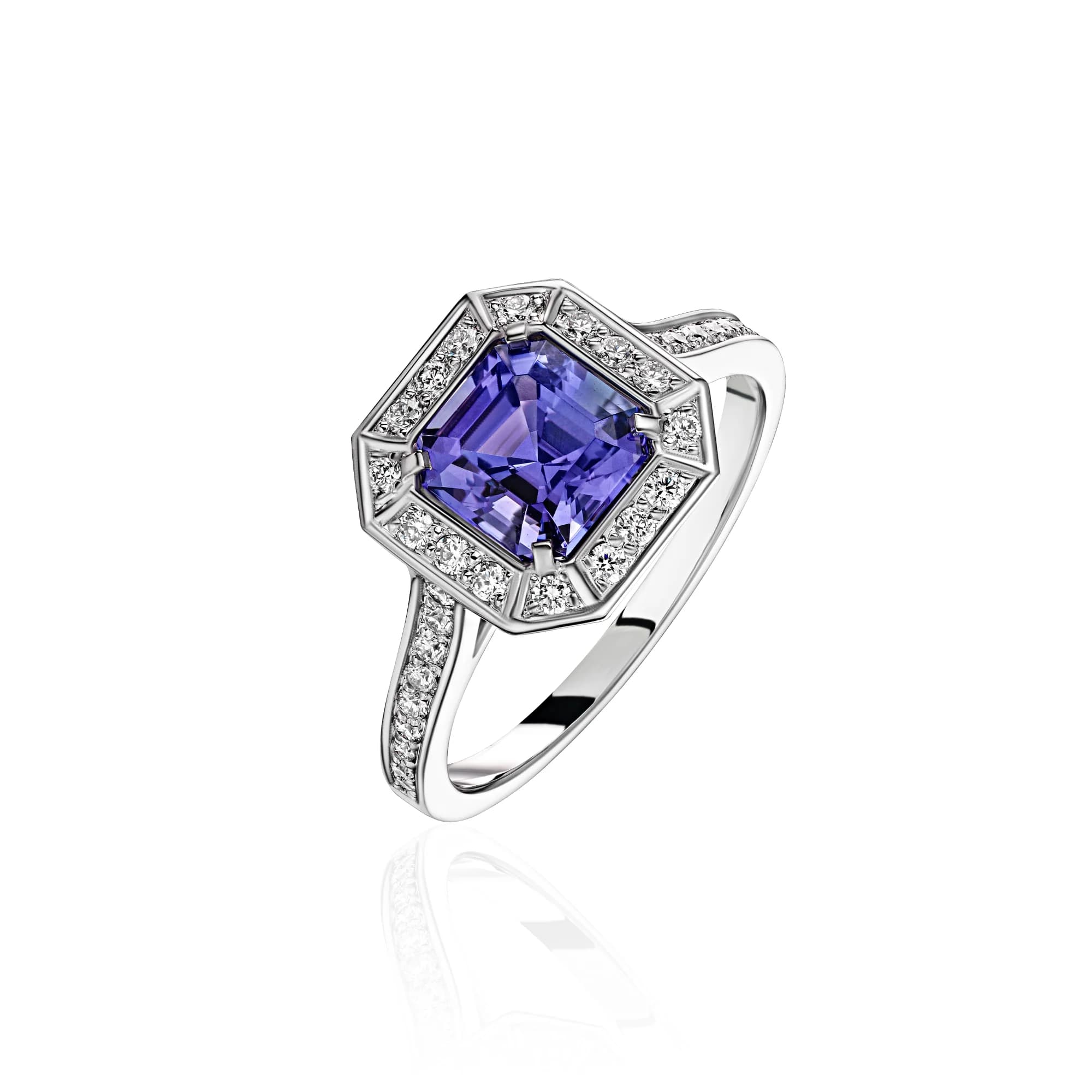 1.34 ct Sapphire Ring, 18k white gold