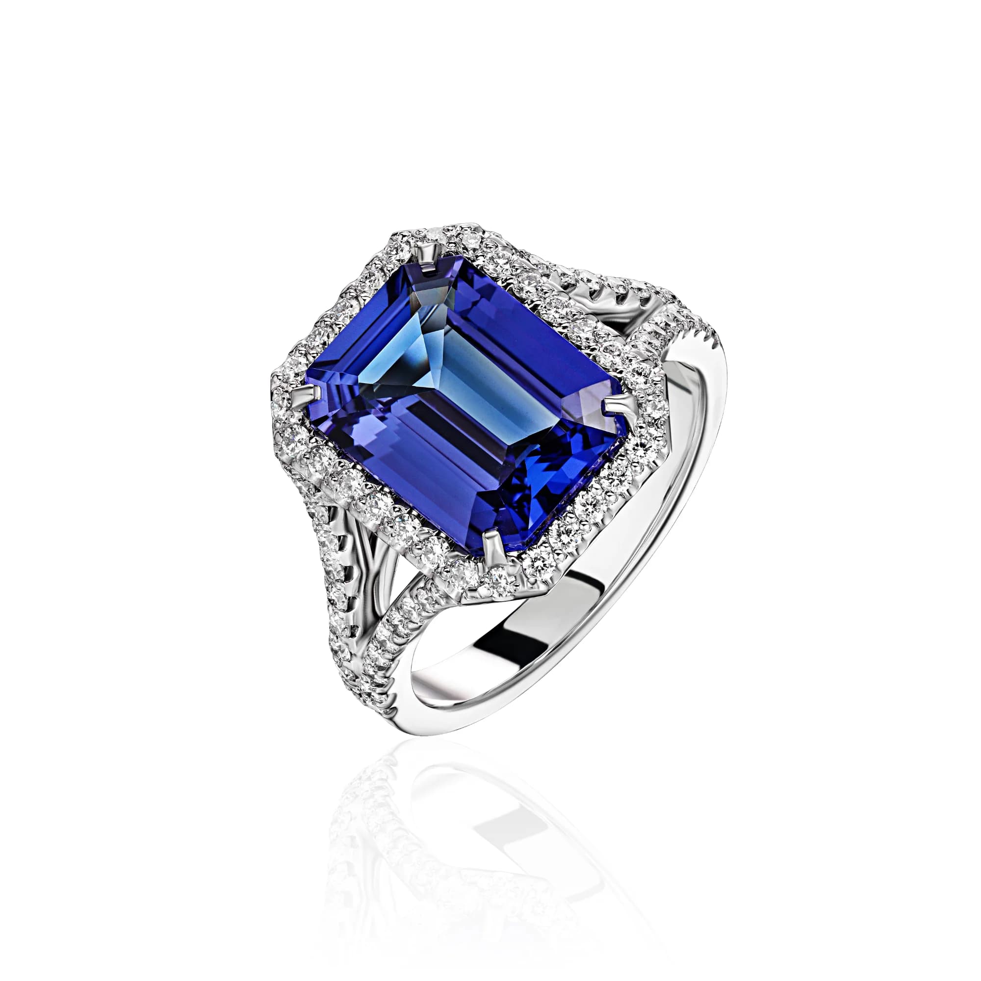 4.50 ct Vivid Blue Sapphire Ring, 18k white gold