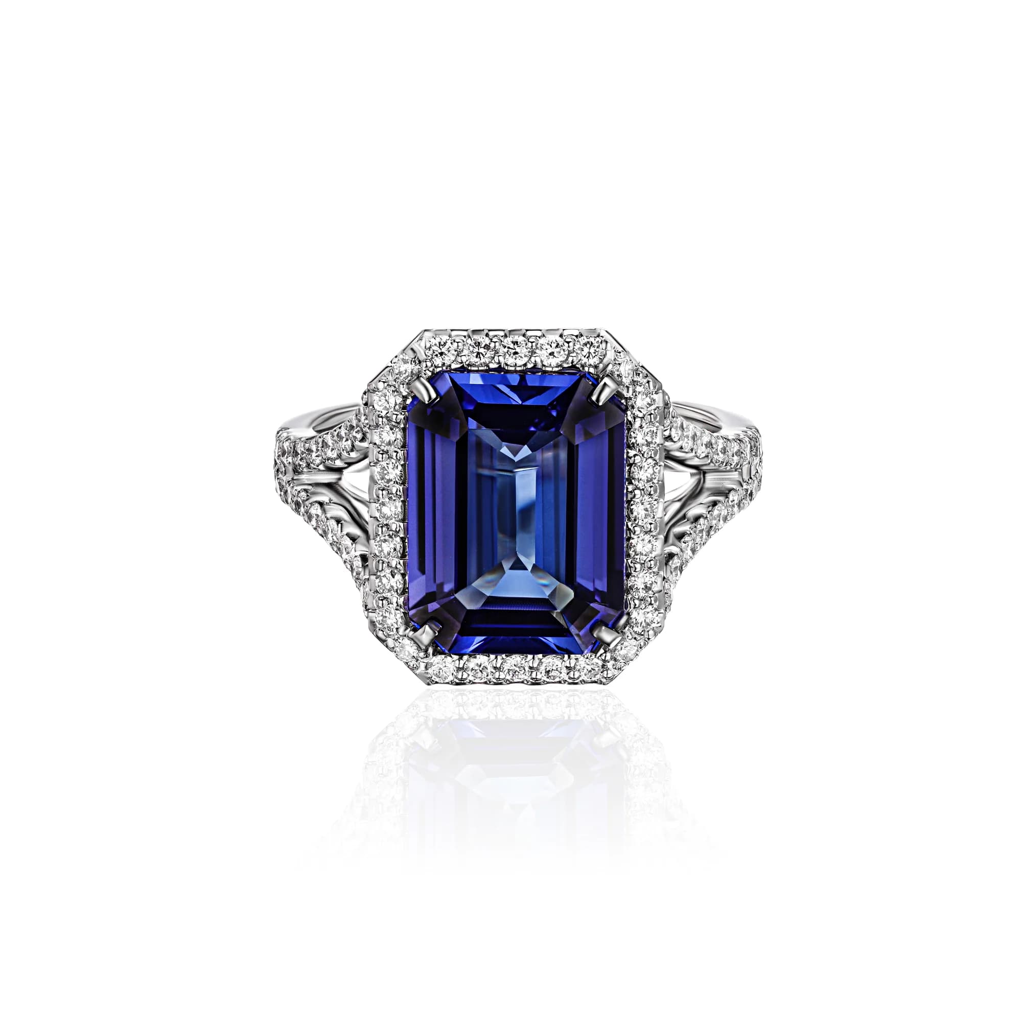 4.50 ct Vivid Blue Sapphire Ring, 18k white gold