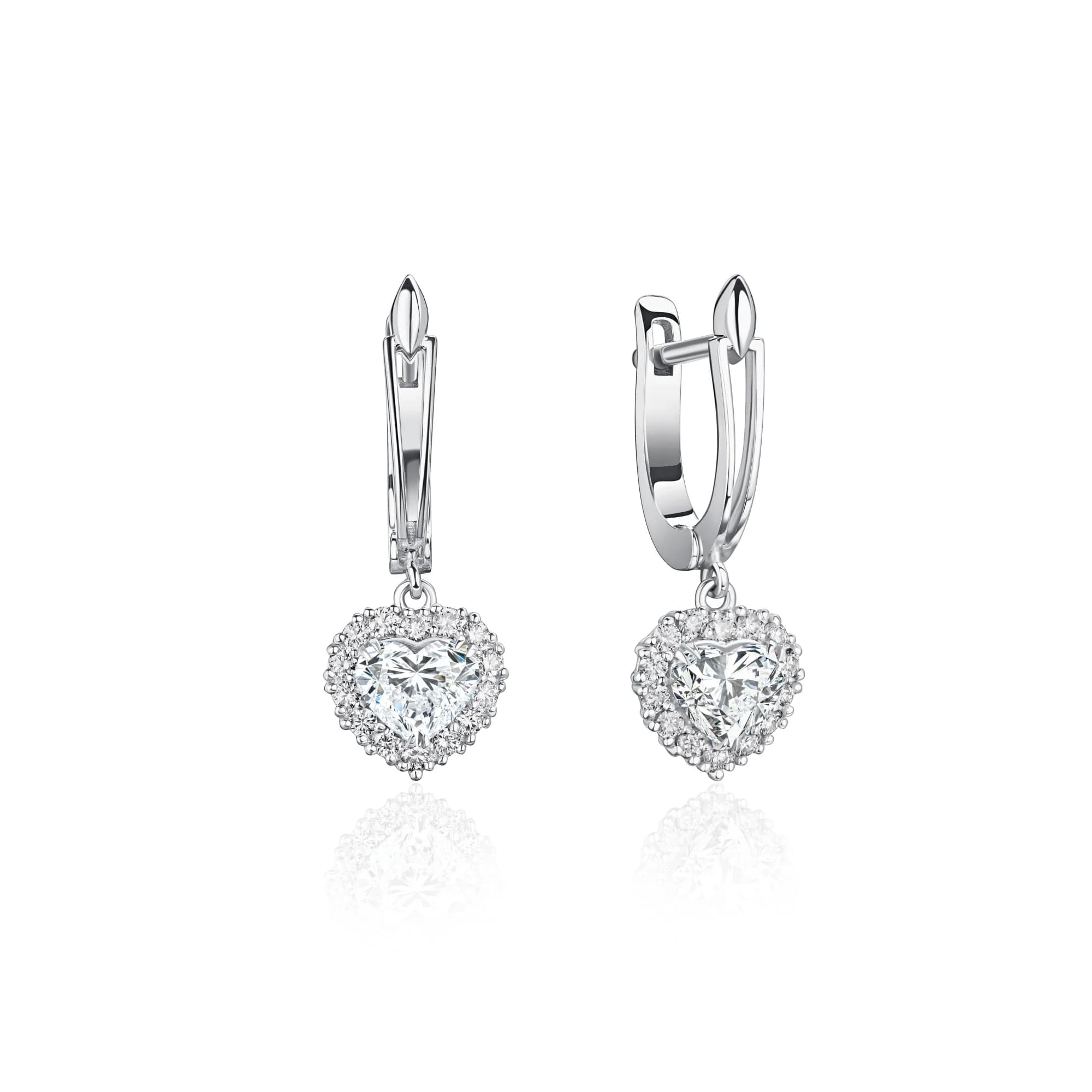 1.00 ct Heart-Shaped Diamond Drop Earrings, 14k white gold