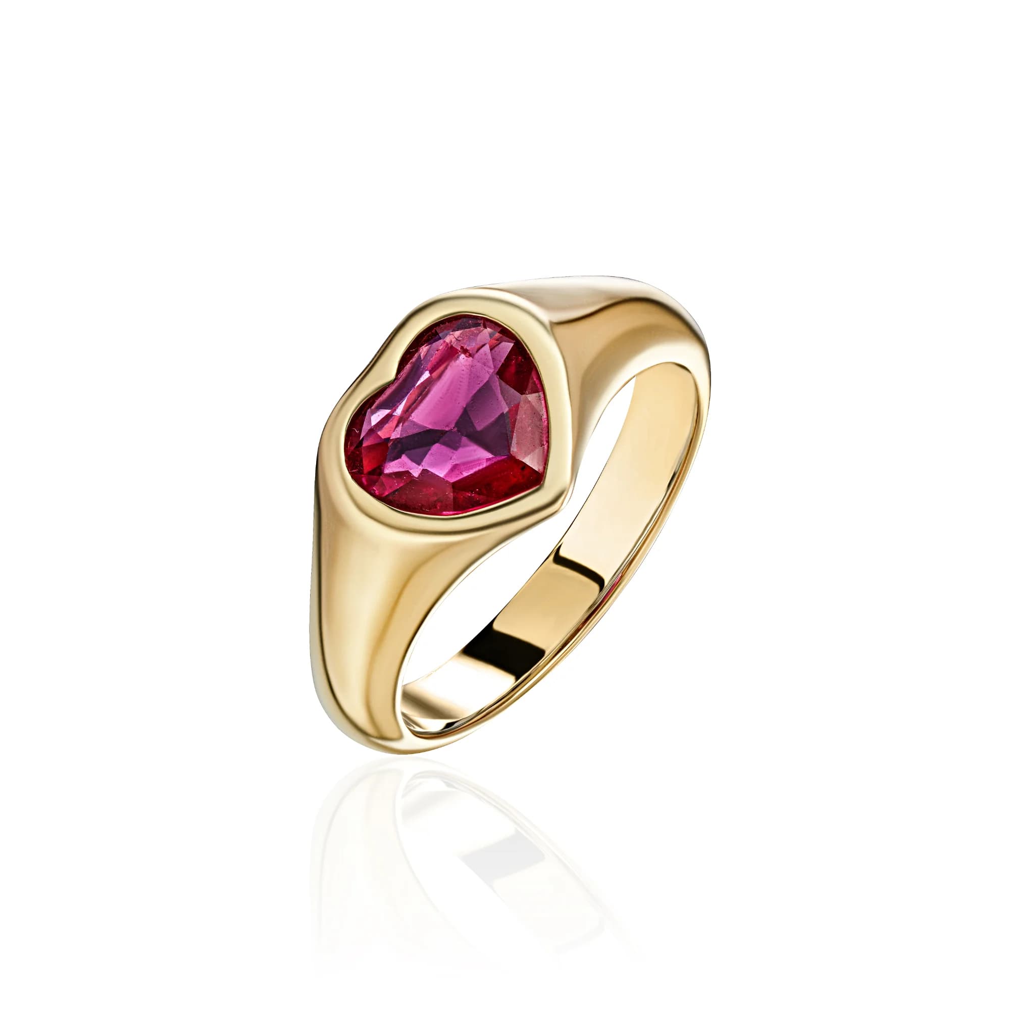 1.18 ct Heart-Shaped Ruby Ring, 14k yellow gold