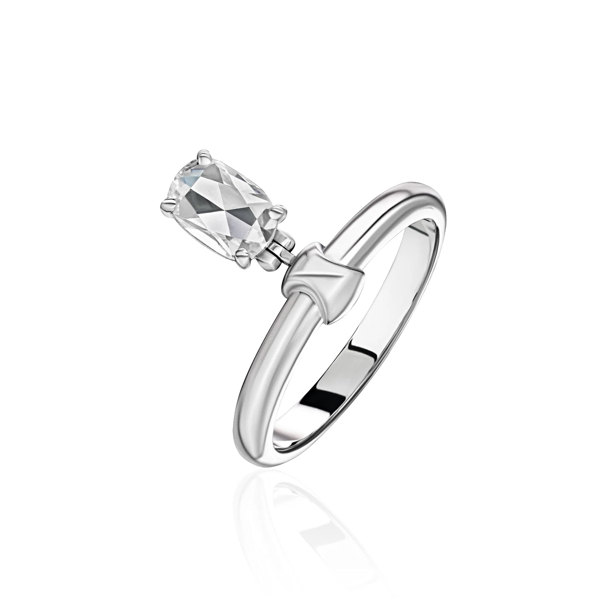 0.66 ct Rose-Cut Diamond Ring, 14k white gold