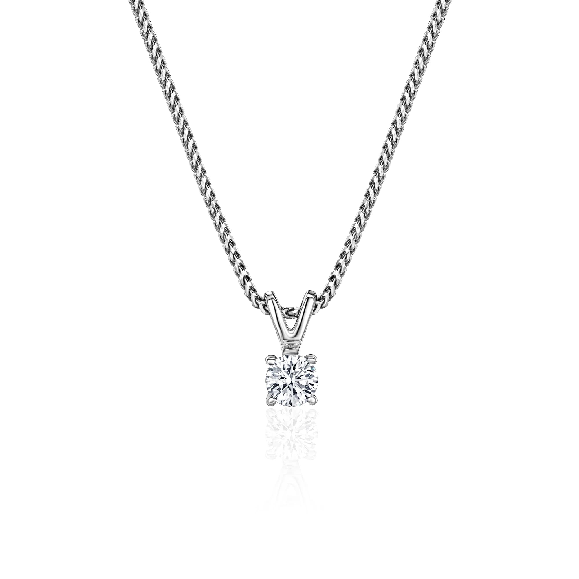 0.39 ct Diamond Solitaire Pendant Necklace, 14k white gold