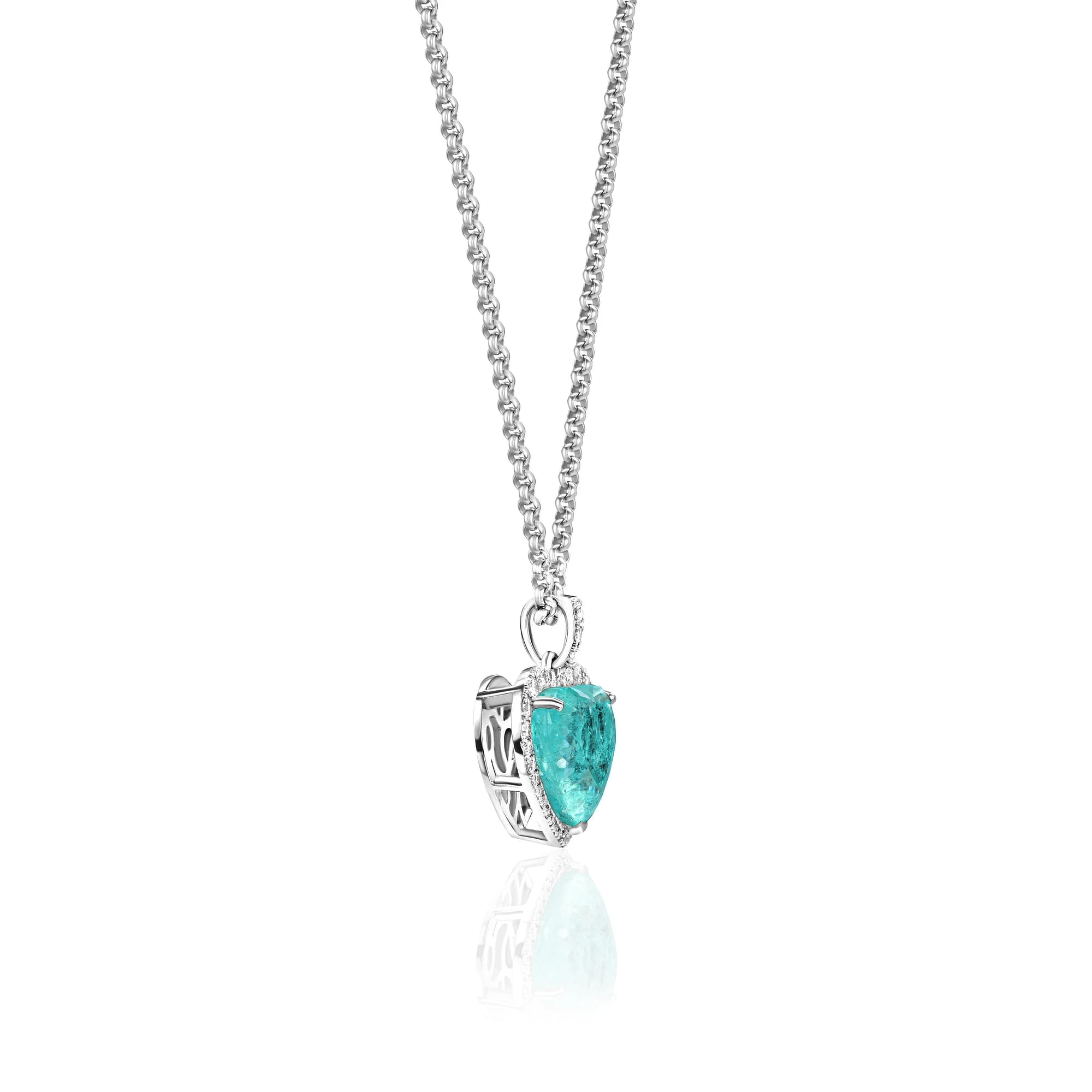 9.91 ct "Titanic" Paraiba Tourmaline Pendant Necklace, 14k white gold