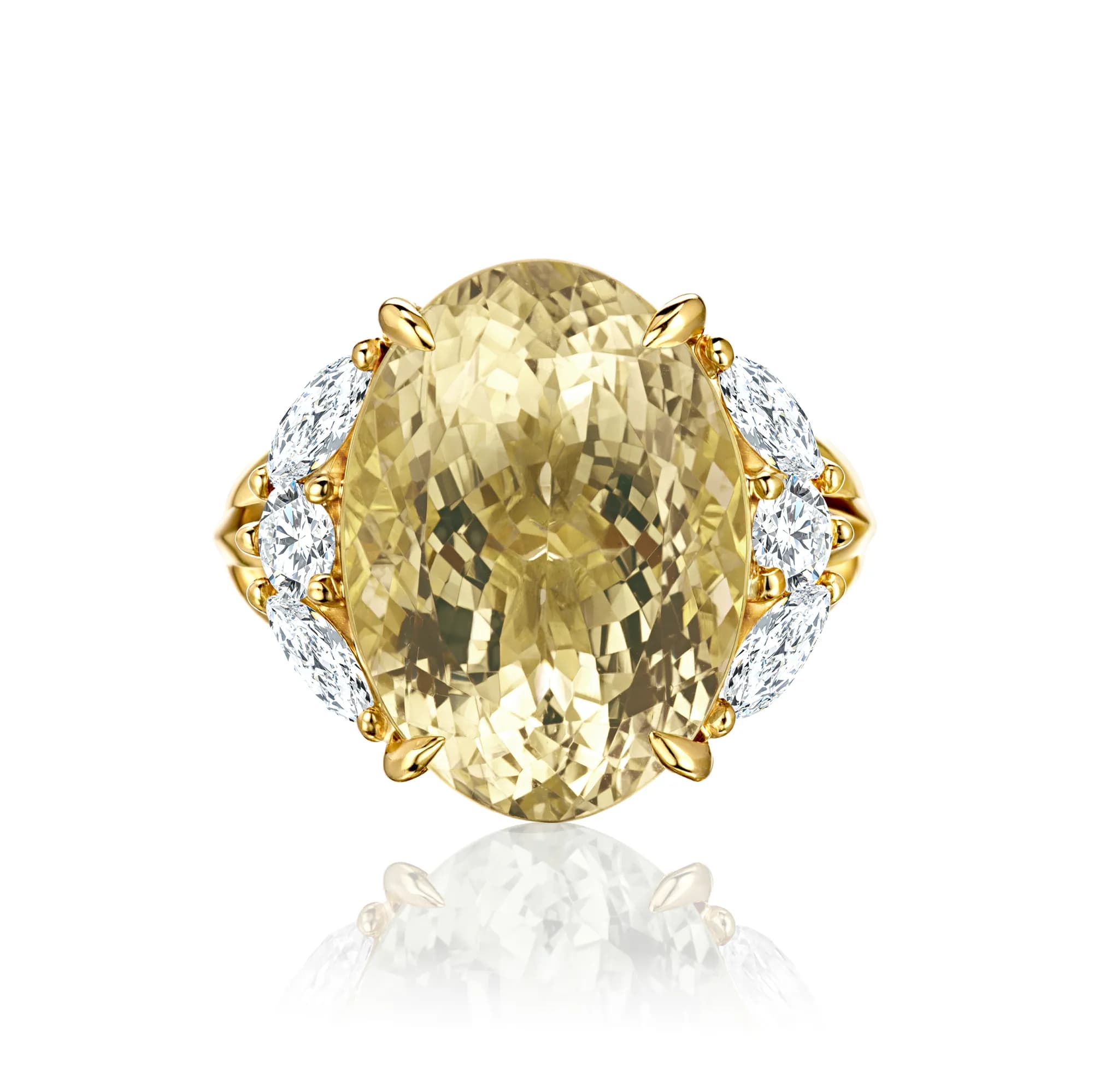 13.18 ct Heliodor & Diamond Ring, 18k yellow gold