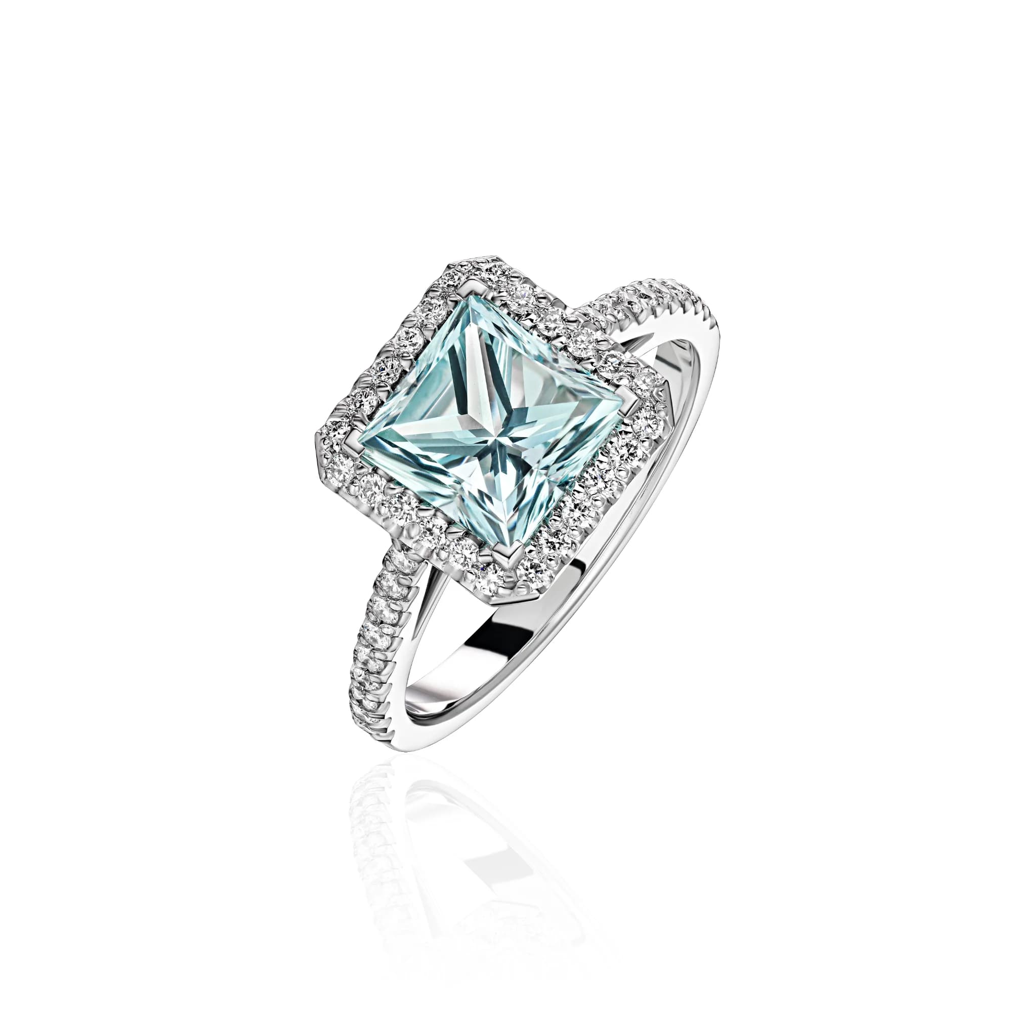 2.03 ct Aquamarine Ring, 14k white gold