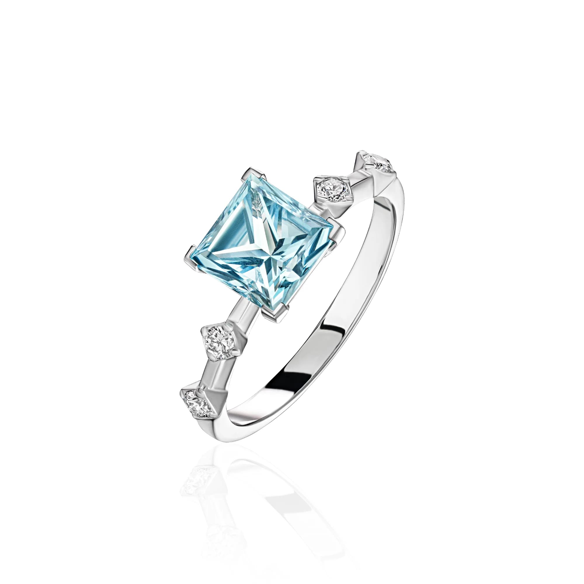 1.30 ct Aquamarine Ring, 14k white gold