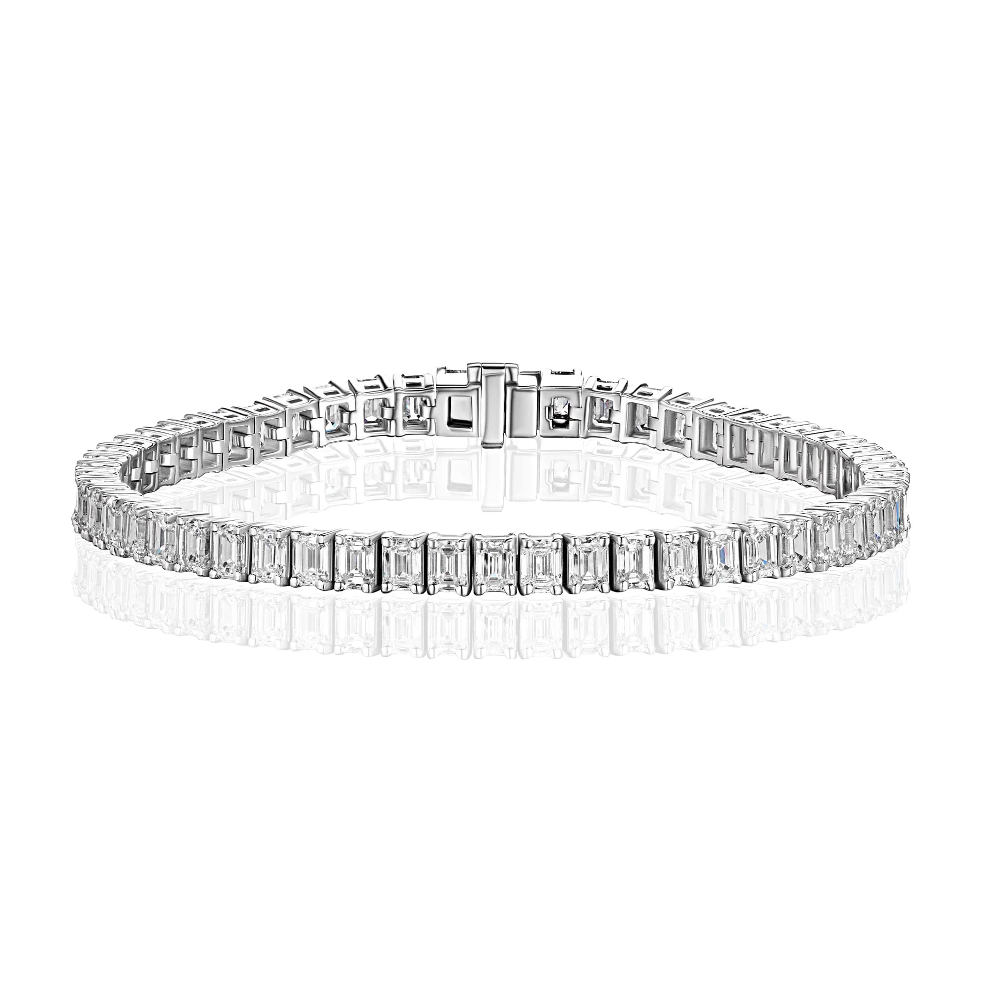 10.70 ct Emerald-Cut Diamond Tennis Bracelet, 18k white gold