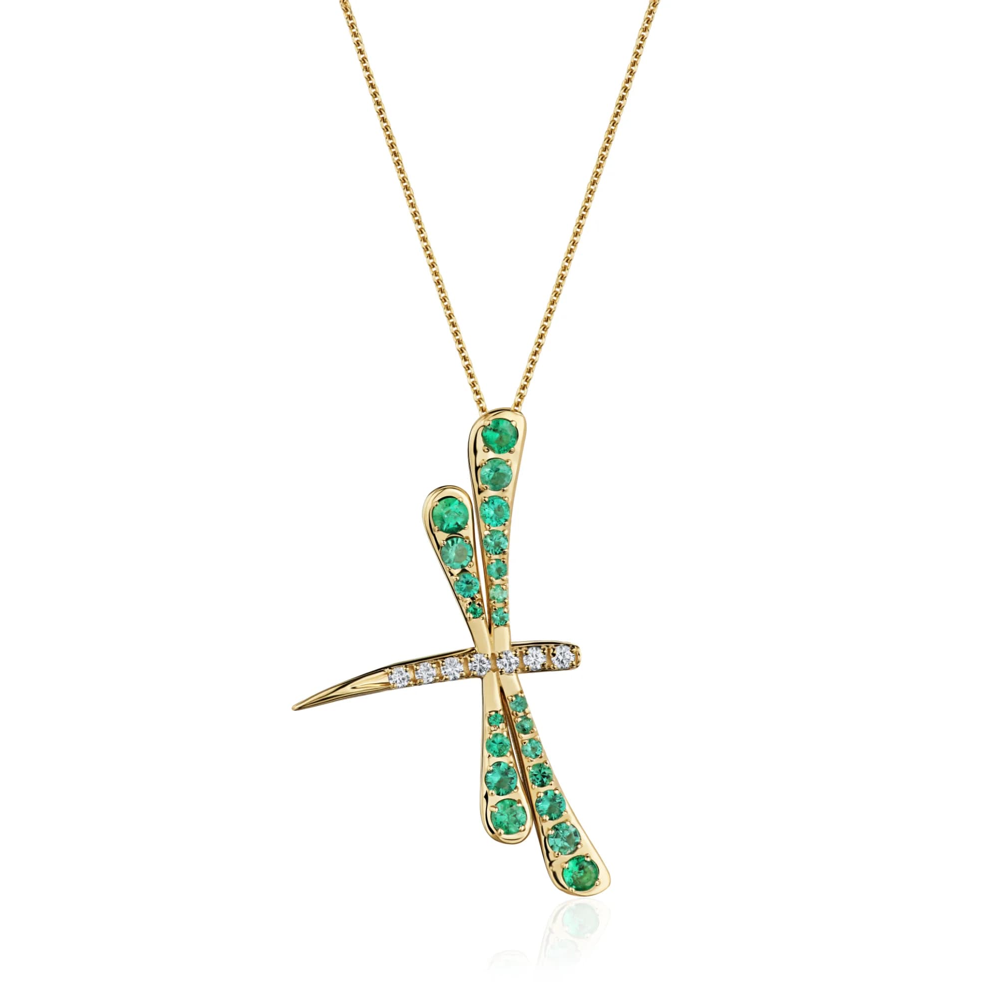1.45 ct Emerald Pendant Necklace, 14k yellow gold
