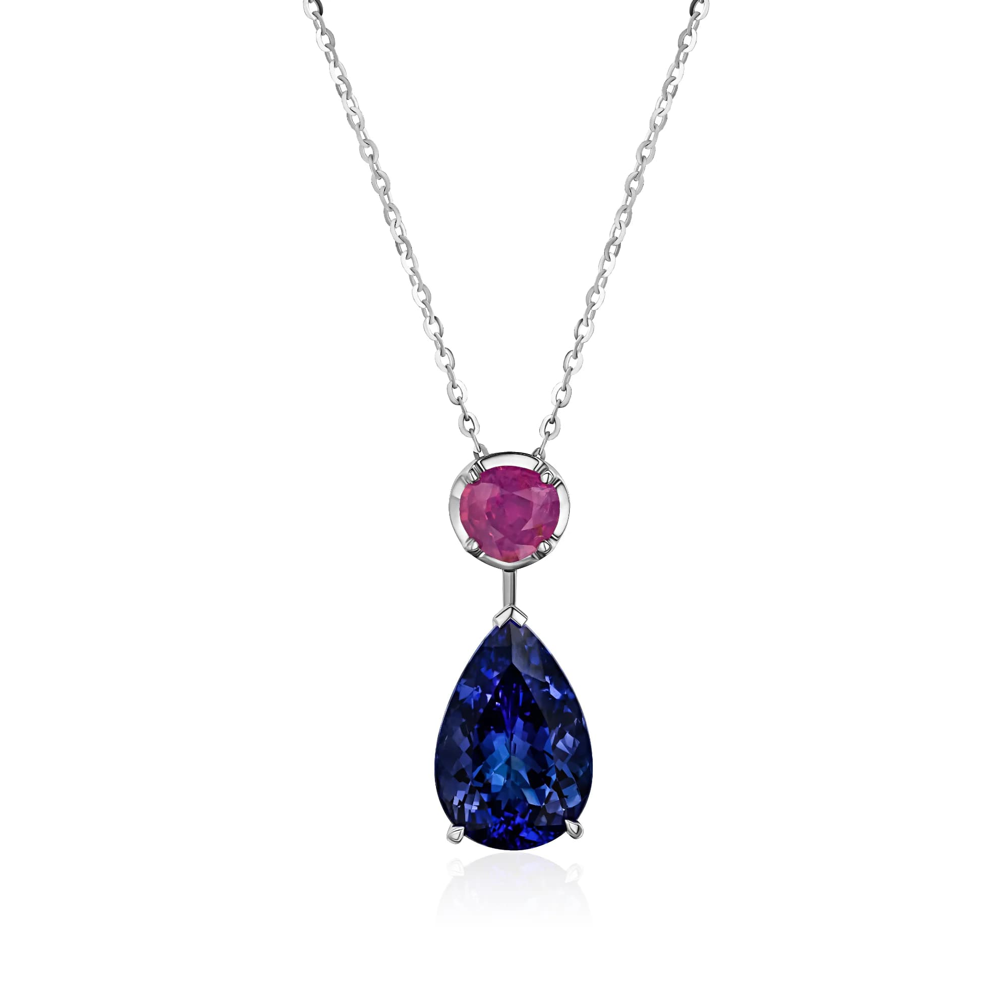 6.78 ct Royal Blue Sapphire Necklace, 18k white gold