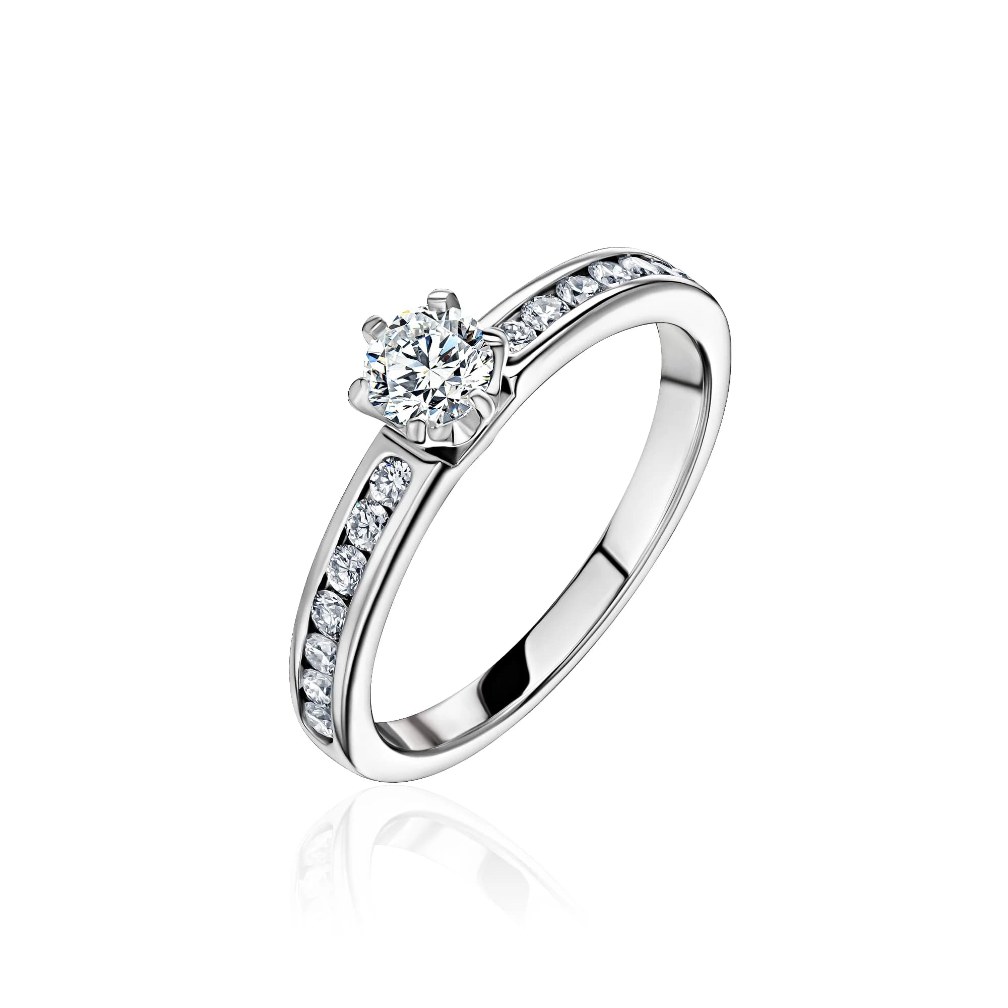0.52 ct Diamond Engagement Ring, 18k white gold