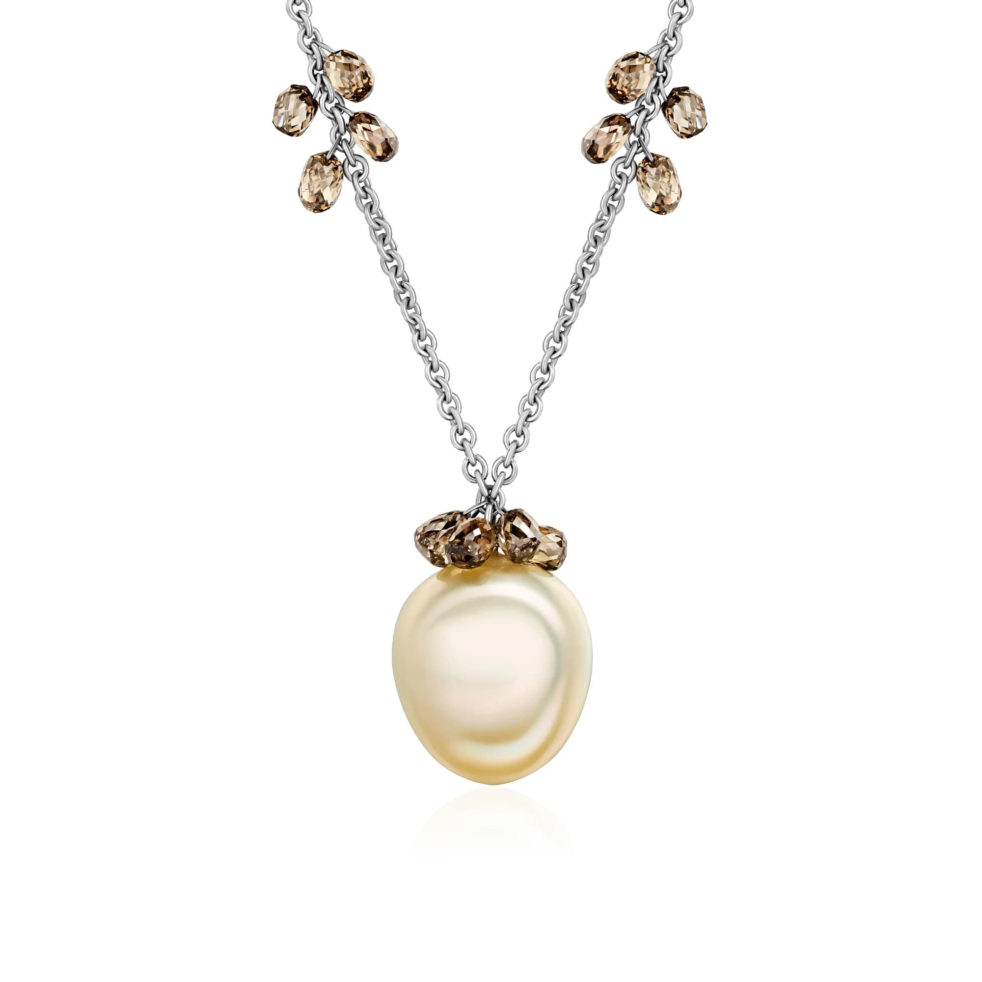 Australian South Sea Pearl & Diamond Pendant Necklace, 18k white gold